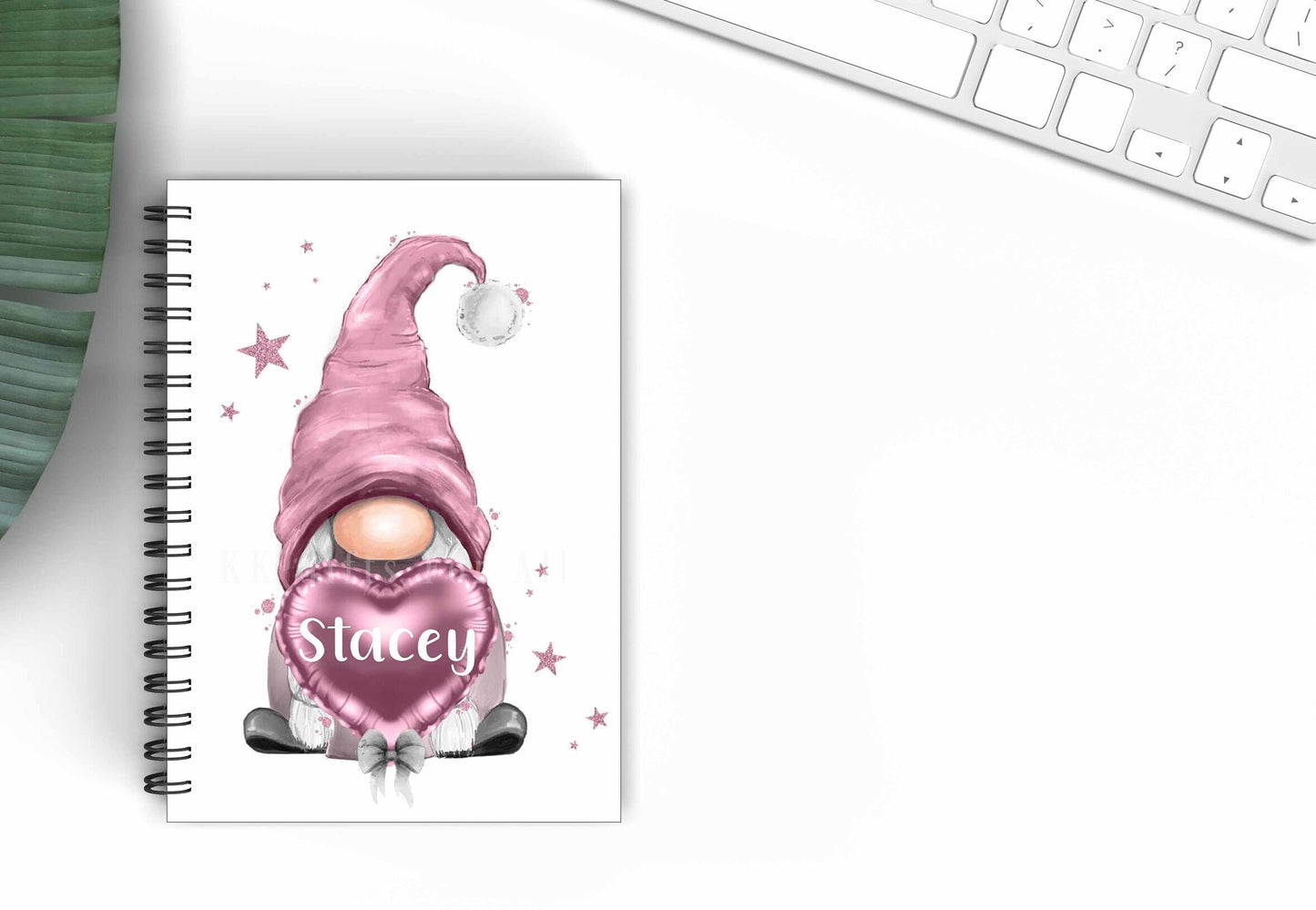 Personalised A5 Gonk Notebook, Gift For Mum Friend Birthday, Gonk Gnome Lover Gift, Pink Gonk Handbag Notebook
