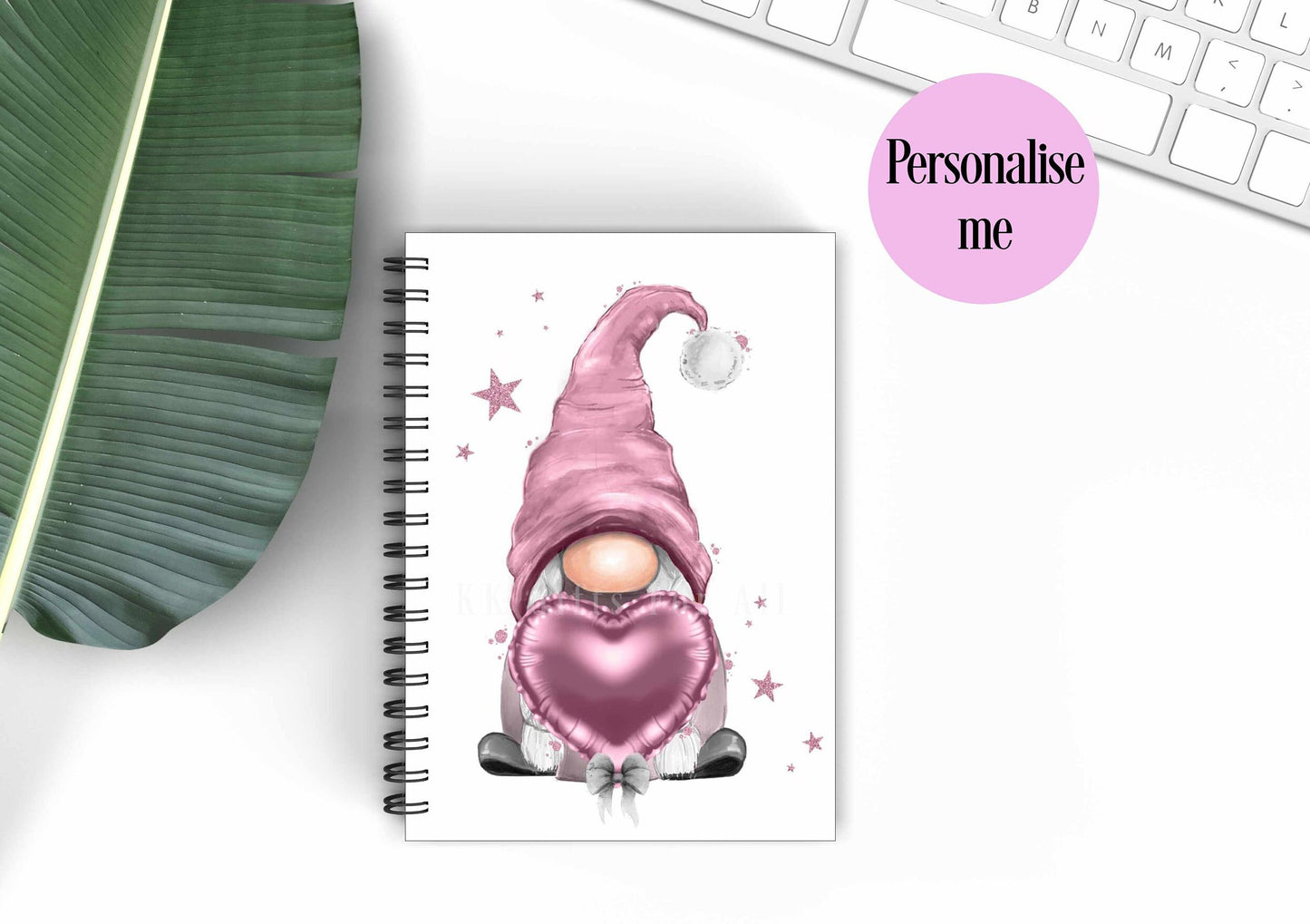 Personalised A5 Gonk Notebook, Gift For Mum Friend Birthday, Gonk Gnome Lover Gift, Pink Gonk Handbag Notebook