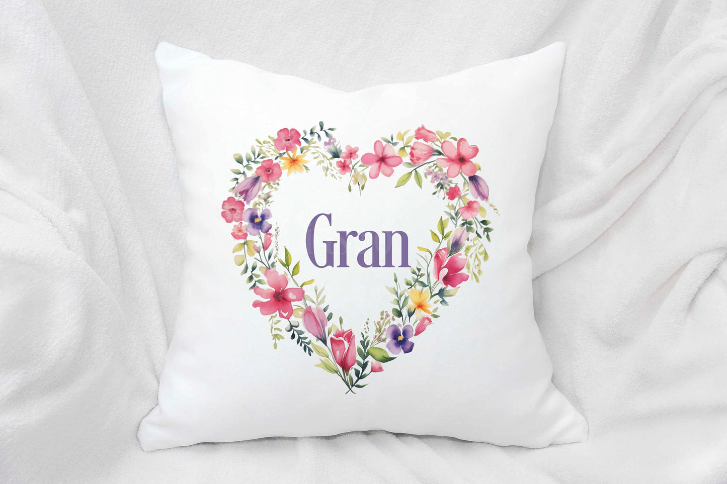 Personalised Floral Hear Cushion, Floral Home Decor Pillow, Gift For Teen Bedroom, Mothers Day Gift Mum Nan Gran Mamgu