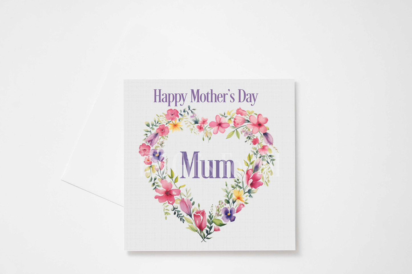 Personalised Mother's Day Card, Card For Mum Nan Granny Mamgu, Floral Heart Mother's Day Card