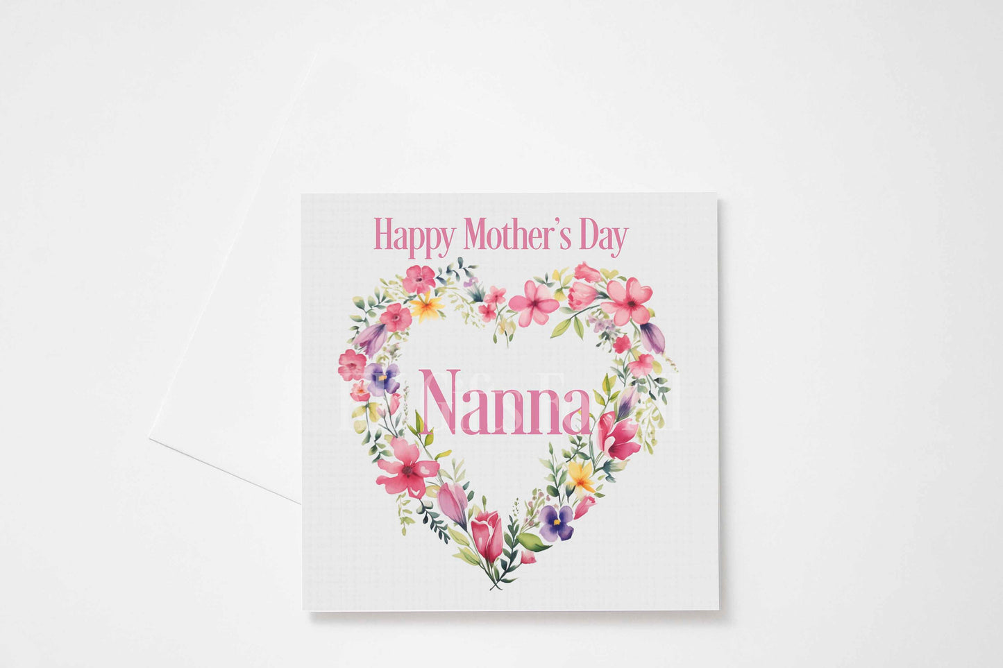 Personalised Mother's Day Card, Card For Mum Nan Granny Mamgu, Floral Heart Mother's Day Card