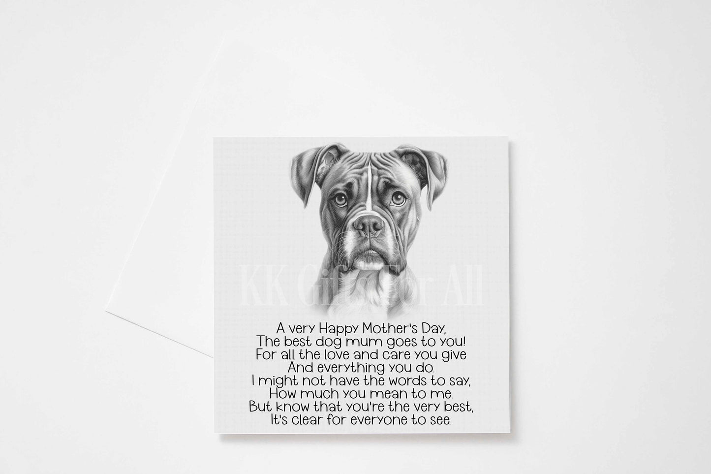 Boxer Dog Mother's Day Card, Sketchy Boxer Dog Mum Card, Boxer Dog Mum Card