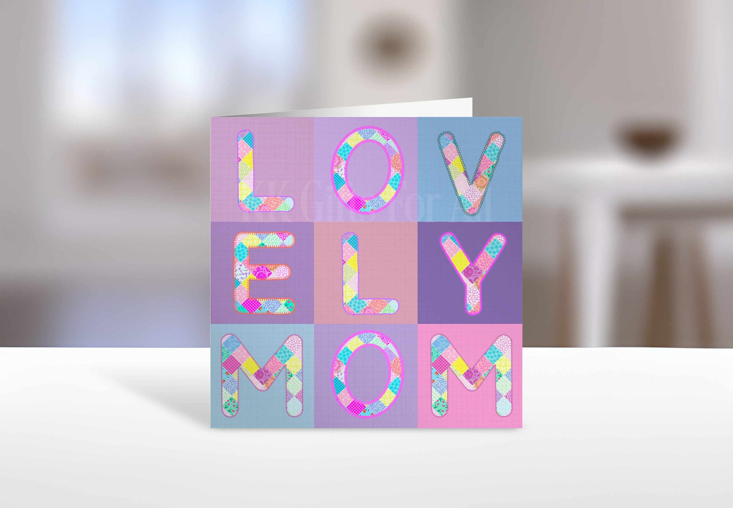 Patchwork Mom Card, Birthday Card For Mom, Thank You Mom Card, Patchwork Design Mom Card