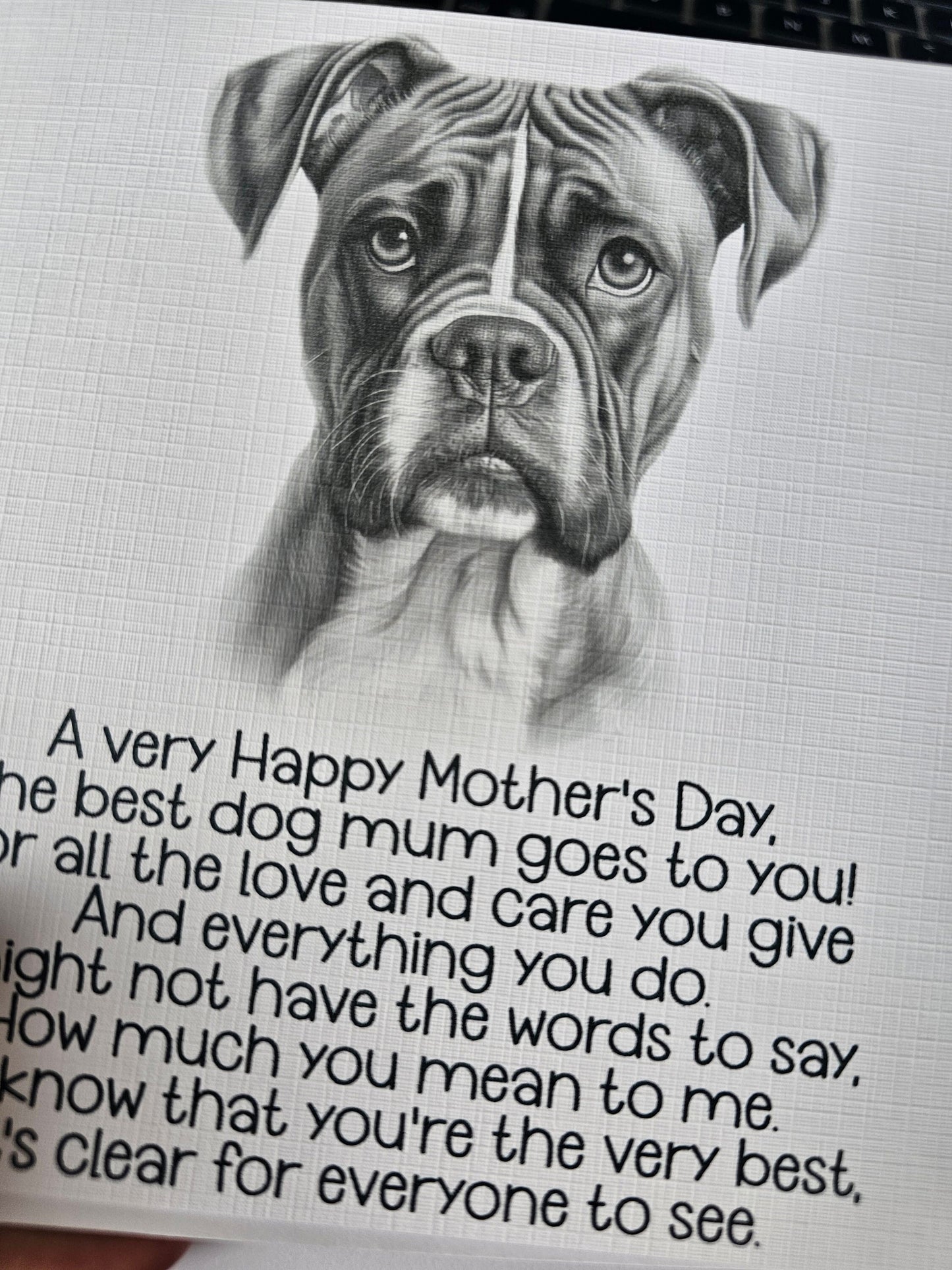 Boxer Dog Mother's Day Card, Sketchy Boxer Dog Mum Card, Boxer Dog Mum Card