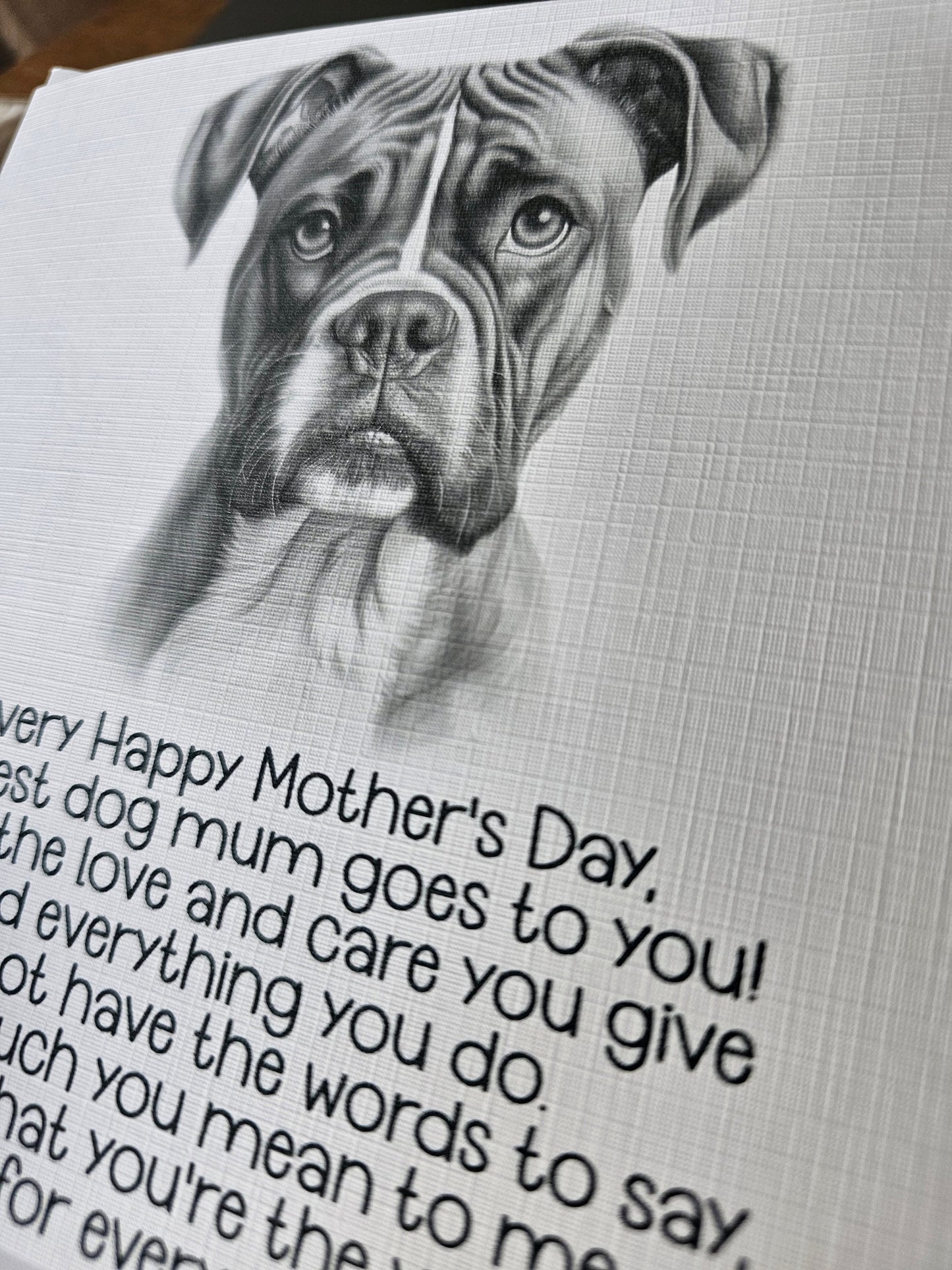 Boxer Dog Mother's Day Card, Sketchy Boxer Dog Mum Card, Boxer Dog Mum Card
