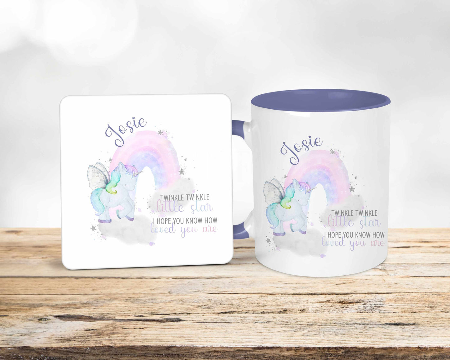 Personalised Unicorn Mug & Coaster, Unicorn Mug For Girls, Girls Birthday Gifts