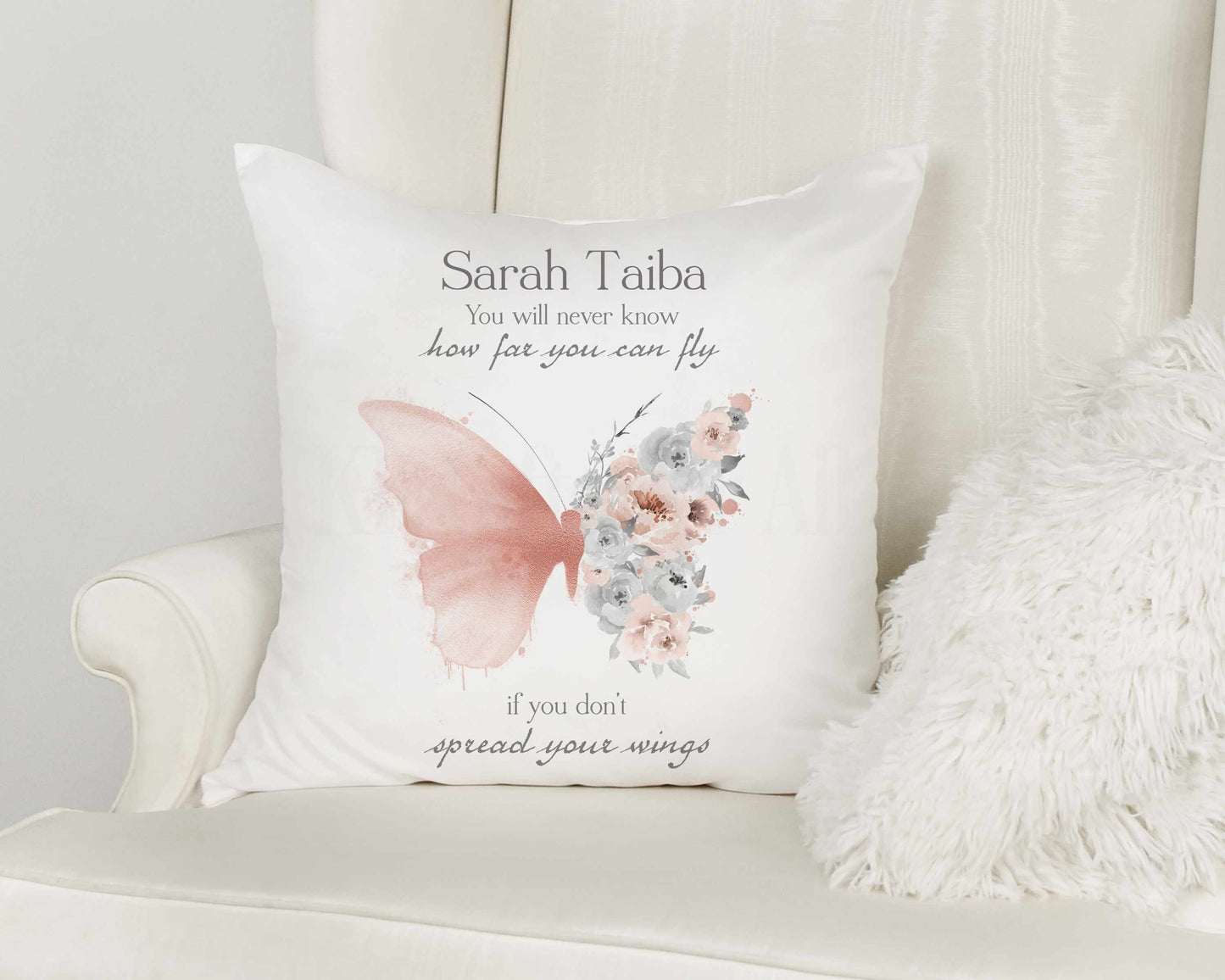 Pink Butterfly Cushion,Positivity Butterfly Gifts, Floral Butterfly Bedroom Pillow Decor