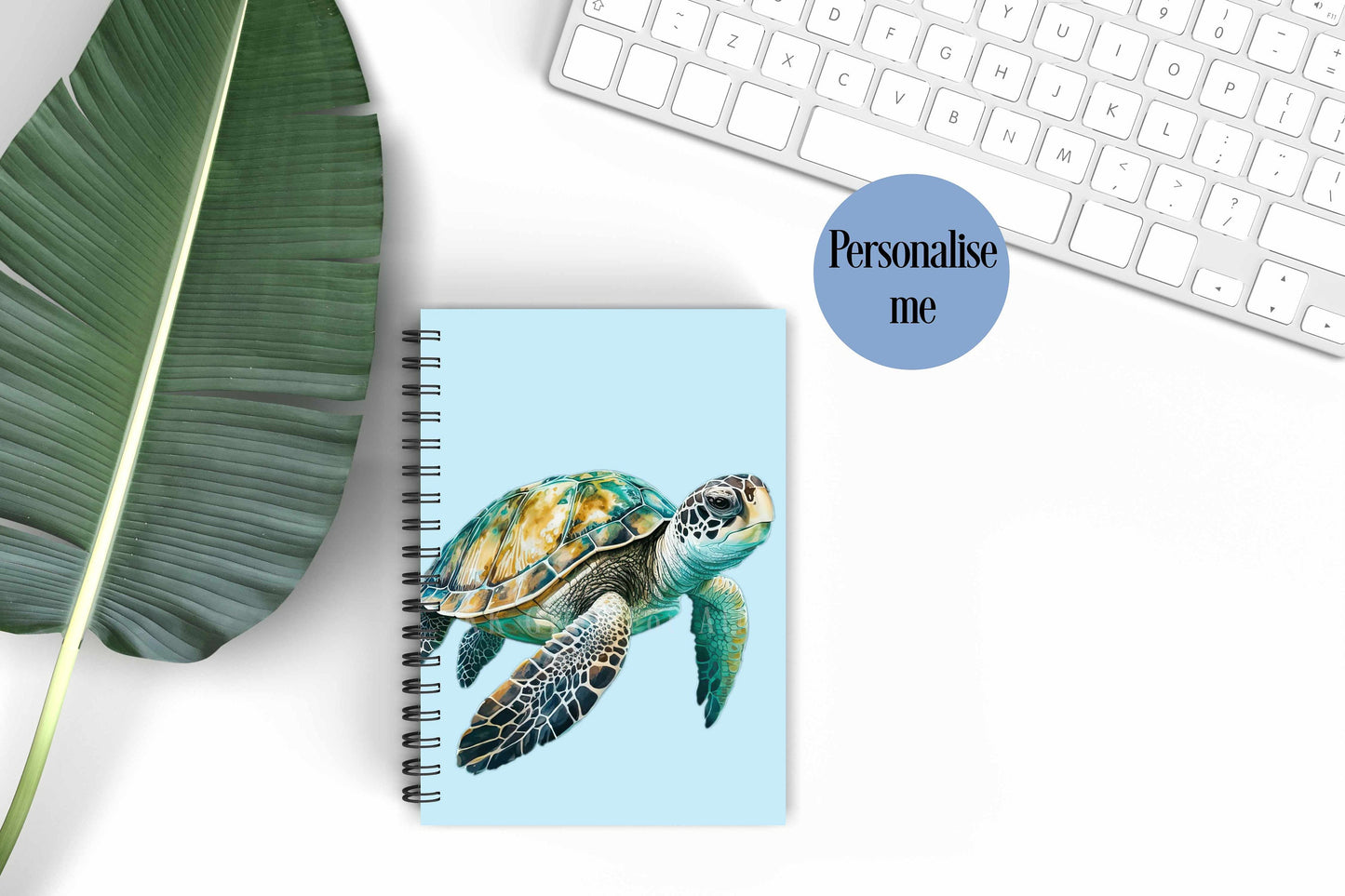 A5 Blue Turtle Notebook, Birthday Gift For Turtle Lover, Personalised Notepad, Turtle Gifts