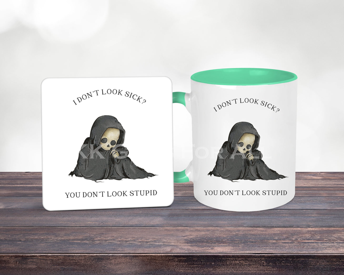 Chronic Illness Mug, Grim Reaper Skeleton, Birthday Gift Mum Dad Her Him, I Don't Look Sick Hidden Illness