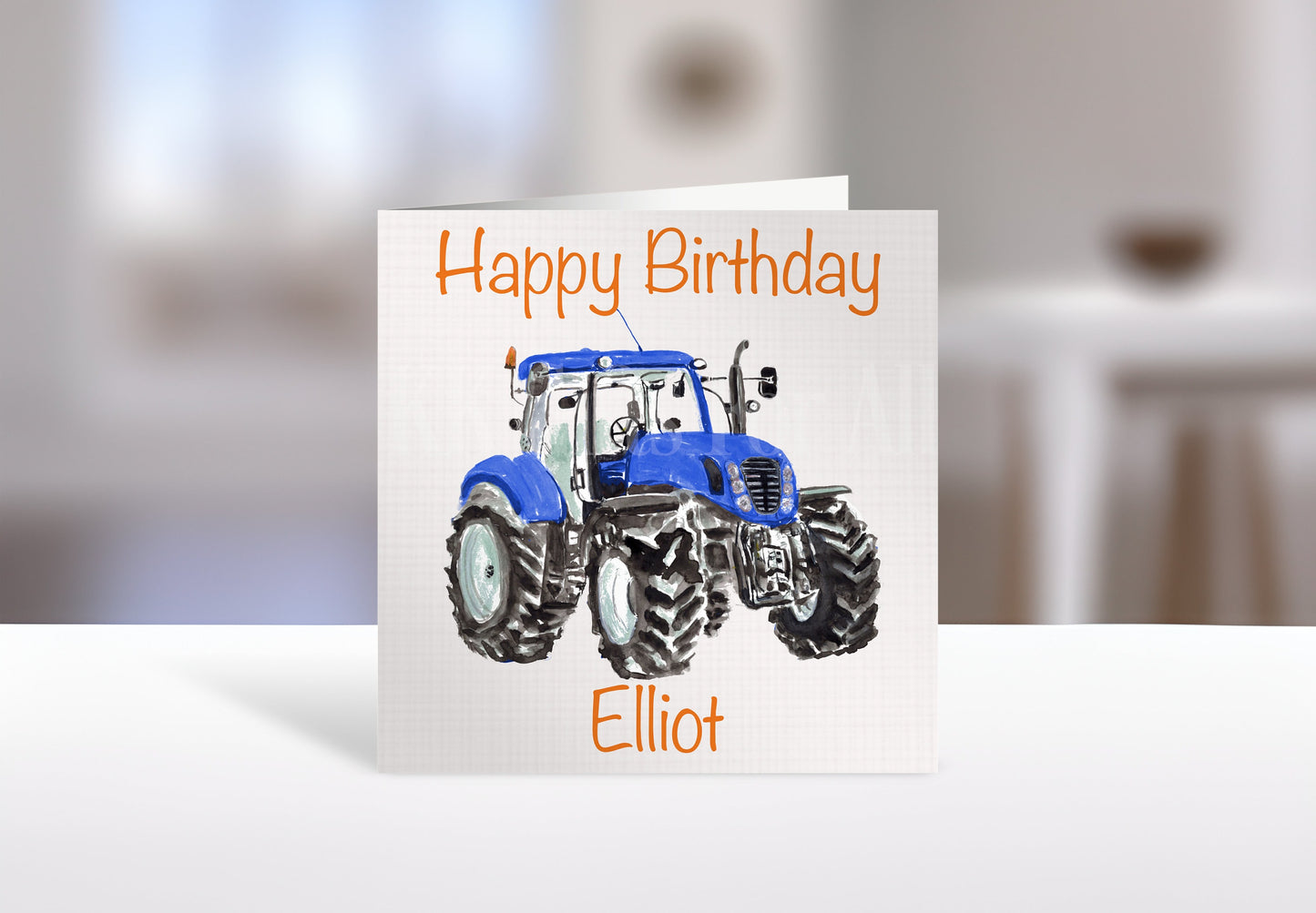 Personalised Blue Tractor Card, Birthday Card For Dad Grandad Brother Uncle Son Farmer