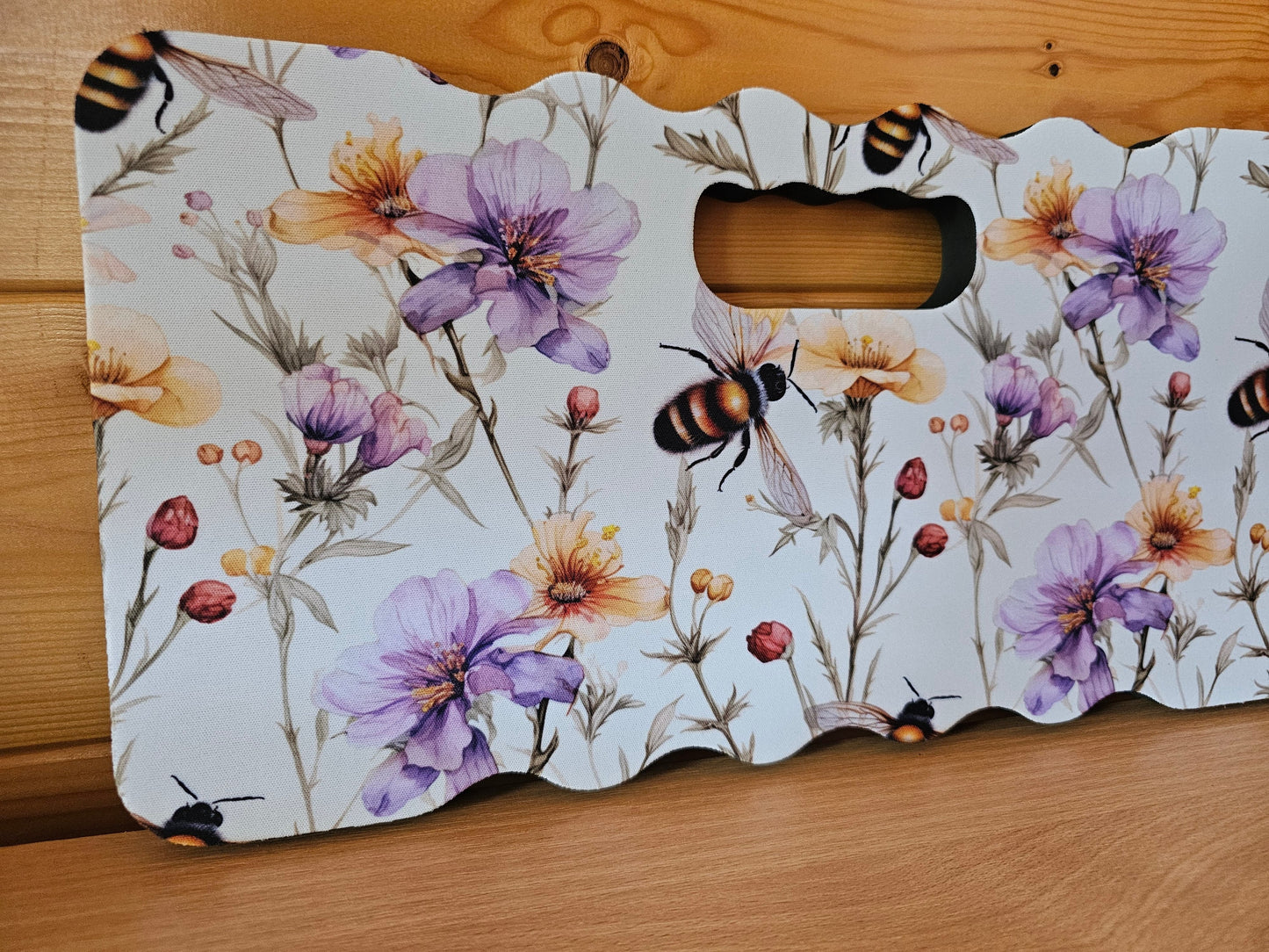Floral Bees Kneeling Pad, DIY Gardening Knee Pad, Floral Knee Mat Cushion, Bee Wildflower Gift