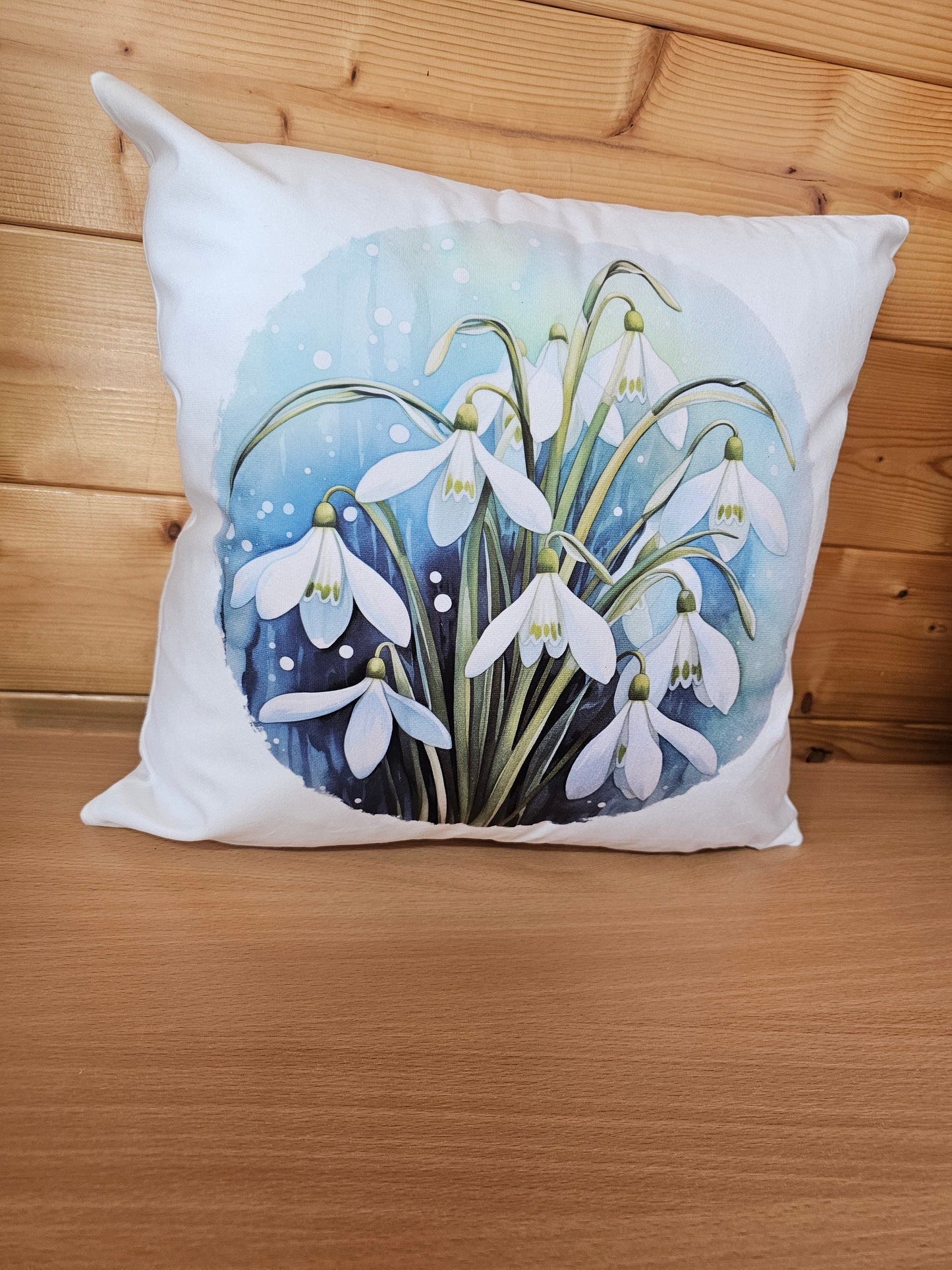 Snowdrop Cushion, Farmhouse Home Decor Pillow, Gift For Friend Mum Nan