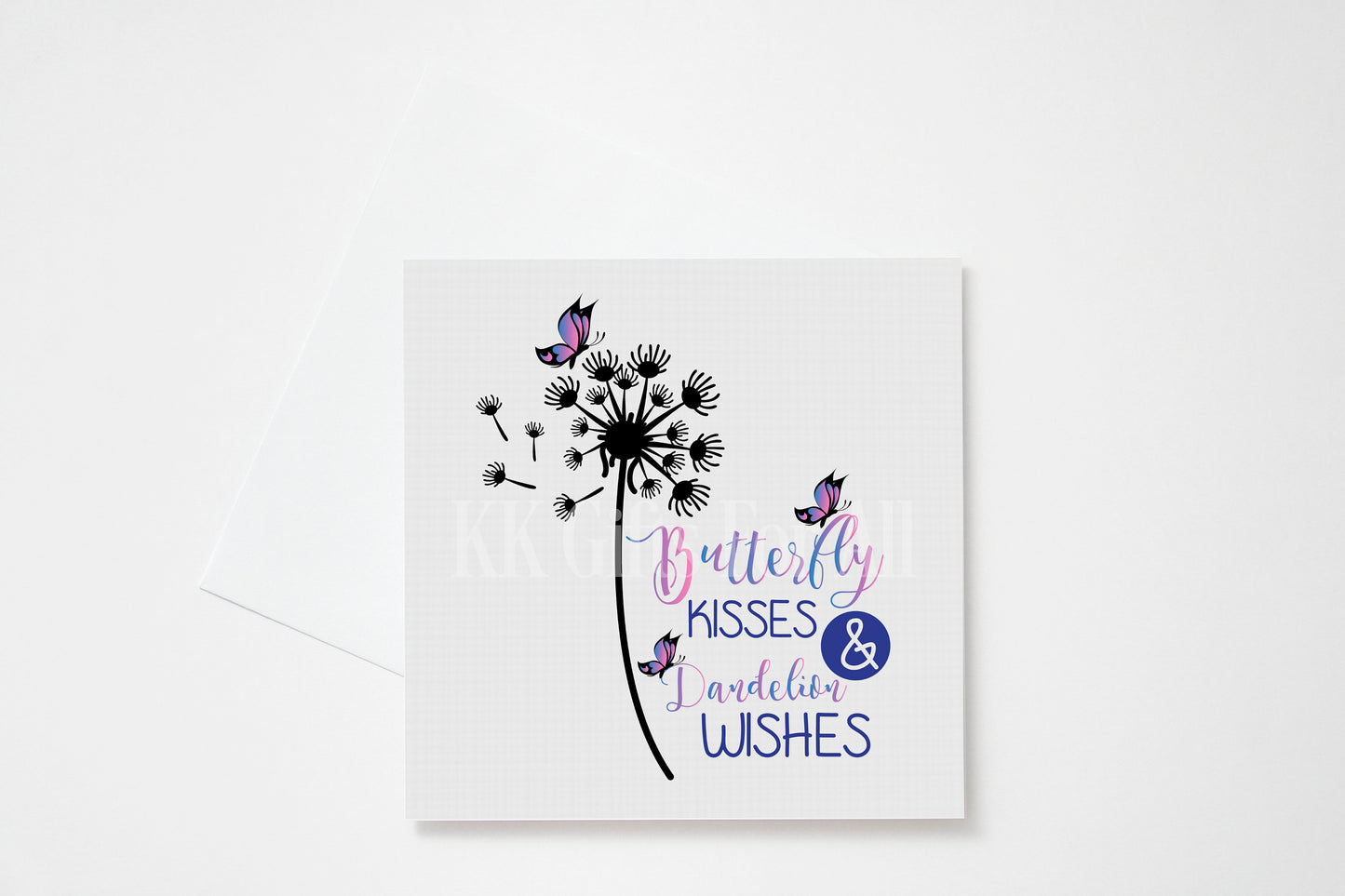 Butterfly Kisses Card, Birthday Card For Friend Mum Nan, Greetings Card, Butterfly Kisses & Dandelion Wishes