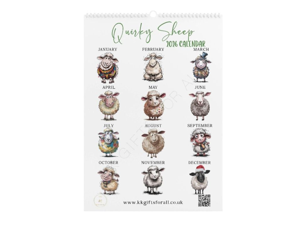2026 Quirky Sheep Wall Calendar – Funny Sheep Farm Animal Planner