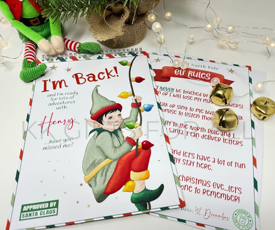 Personalised Interactive Elf Countdown Calendar - 24 Days Of Elf Activities - Instructions For Grown ups