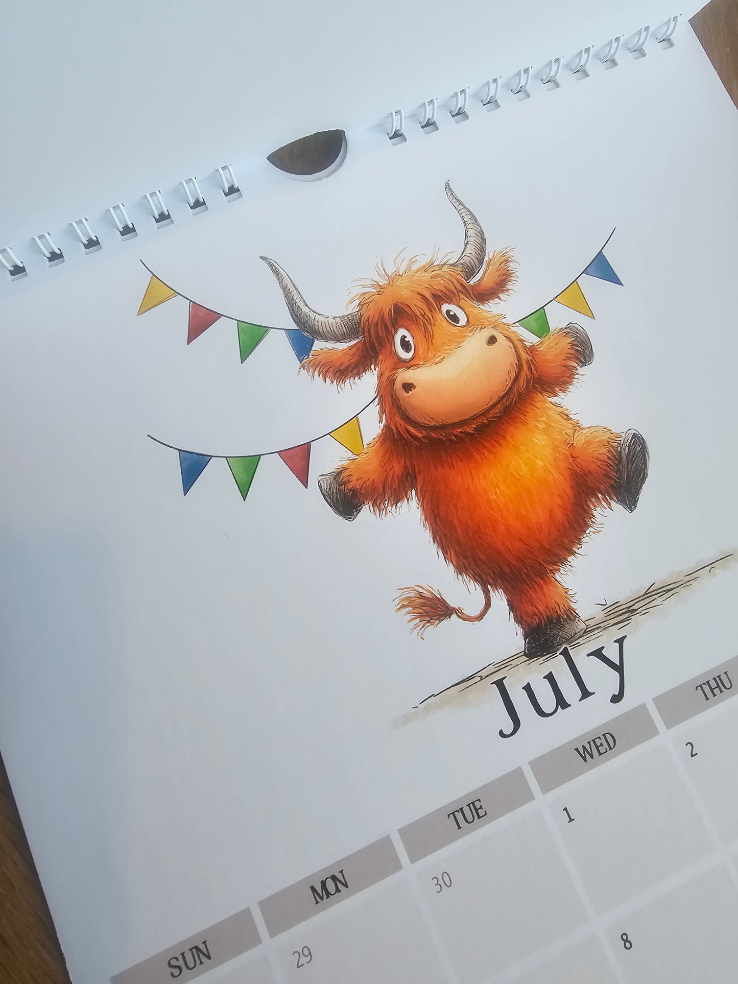 2026 Quirky Highland Cow Calendar, Funny Highland Cow Wall Calendar, Farm Animal A4 Monthly Planner