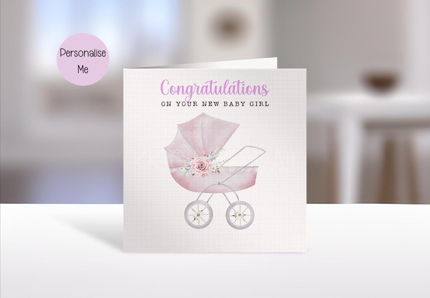 Personalised Baby Girl Card, New Baby Girl Card, Congratulations Baby Girl