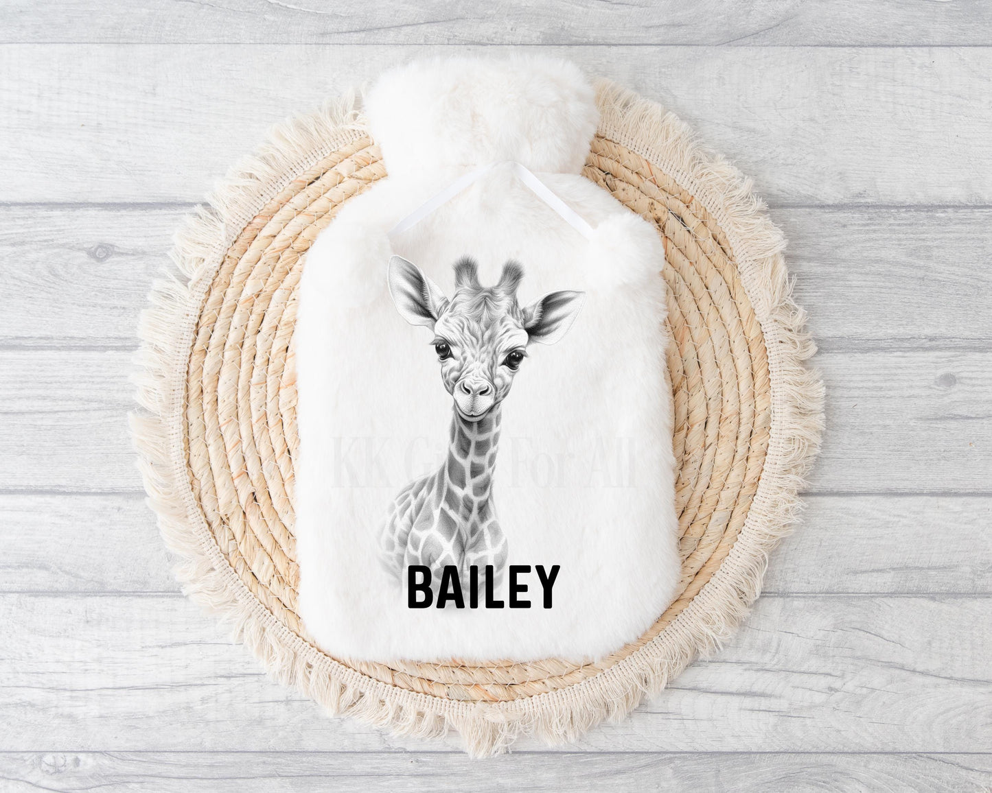 Giraffe Hot Water Bottle, Personalised Giraffe Gift, Sketchy Giraffe