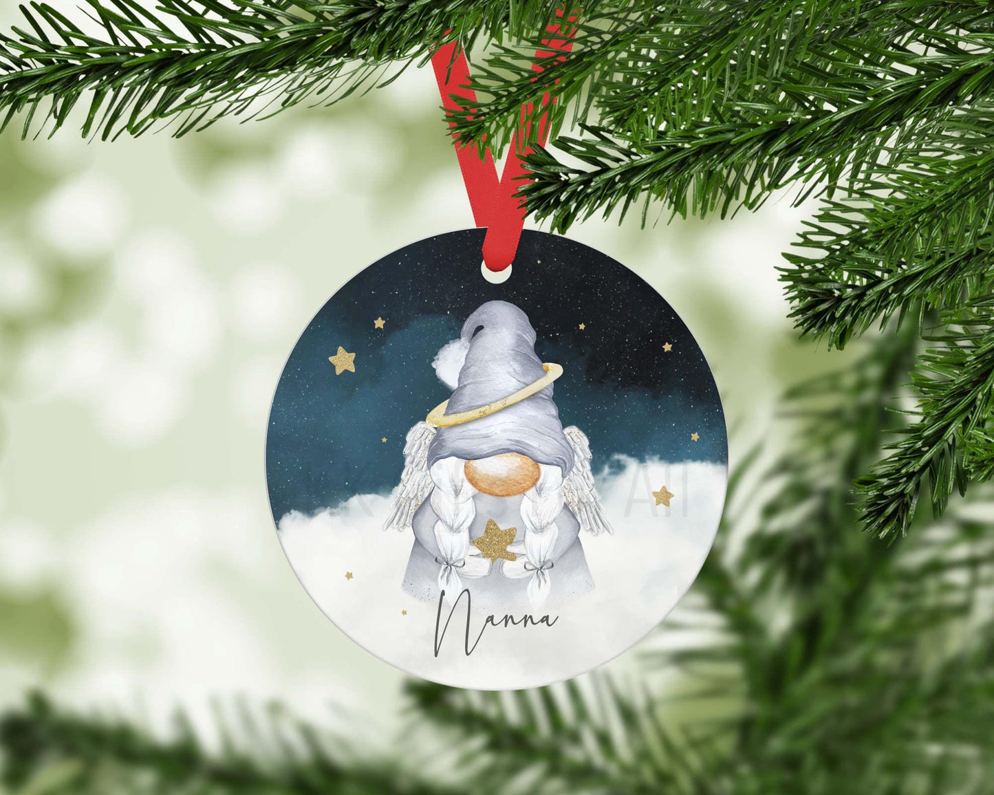 Personalised Memorial Christmas Ornament: Angel Gonk Decoration, Girl Female Gnome Angel