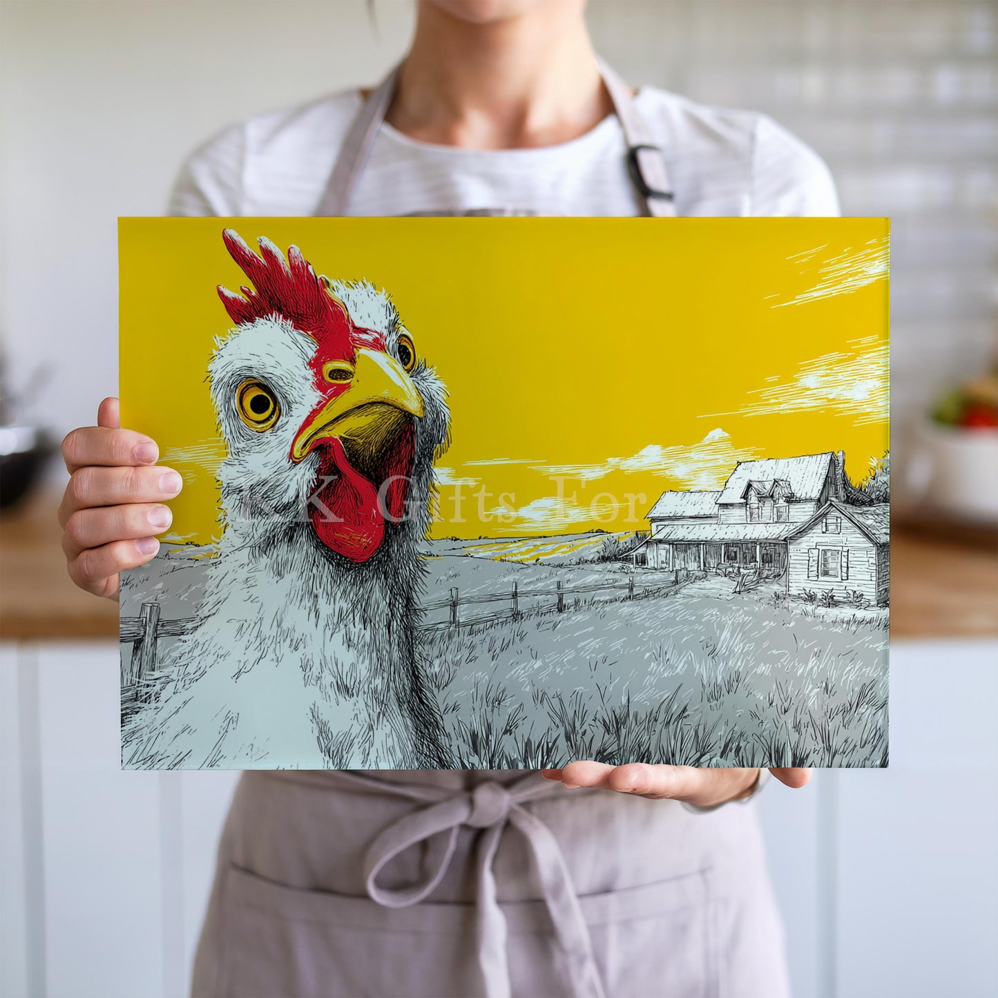 Chicken Chopping Board, Glass Work Top Saver, Cutting Board, New Home Gifts, Farmhouse Kitchen Decor