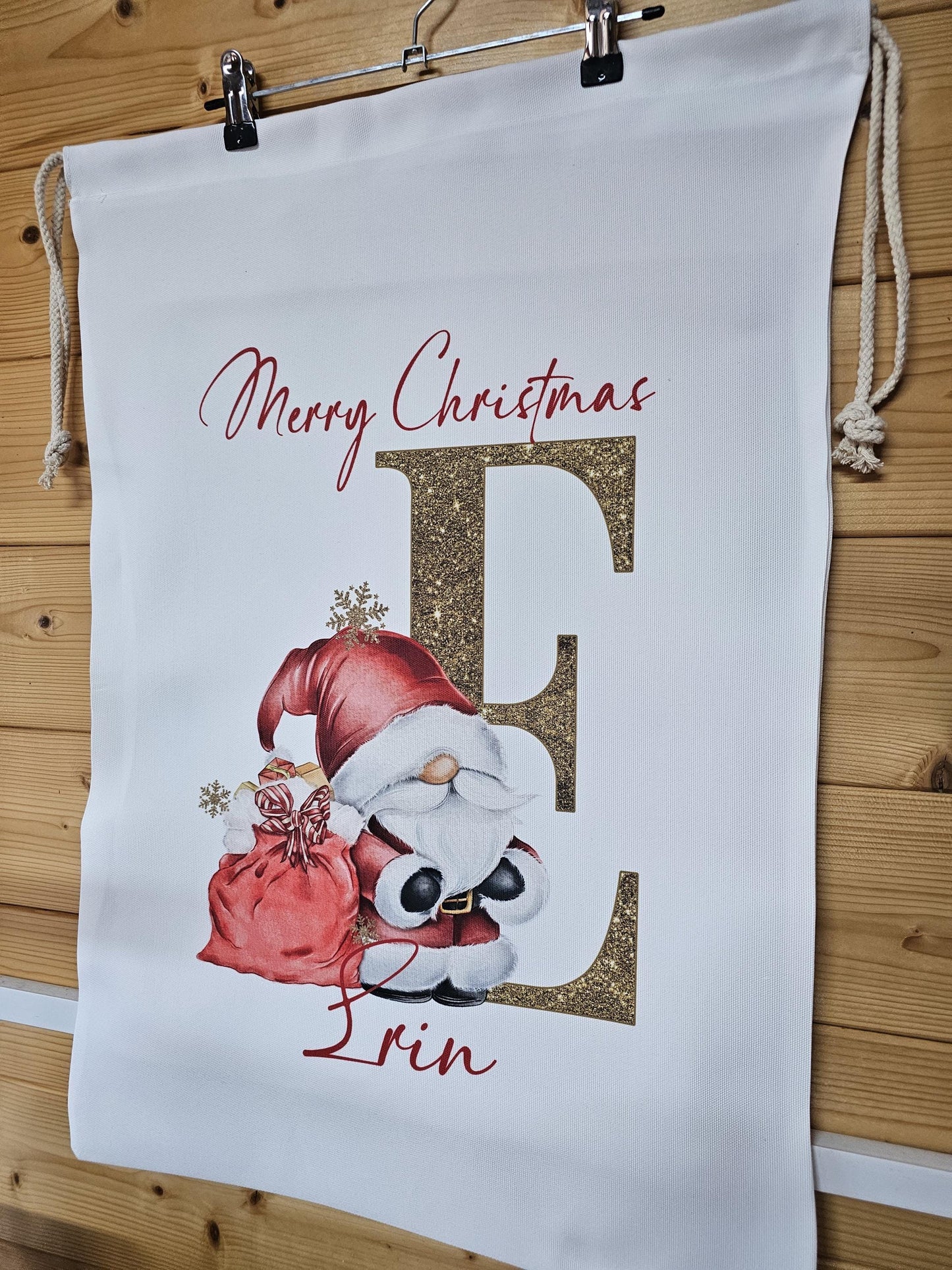 Christmas Gonk Santa Sack, Personalised Christmas Sack, Father Christmas Sack for Gonk Gnome Lovers