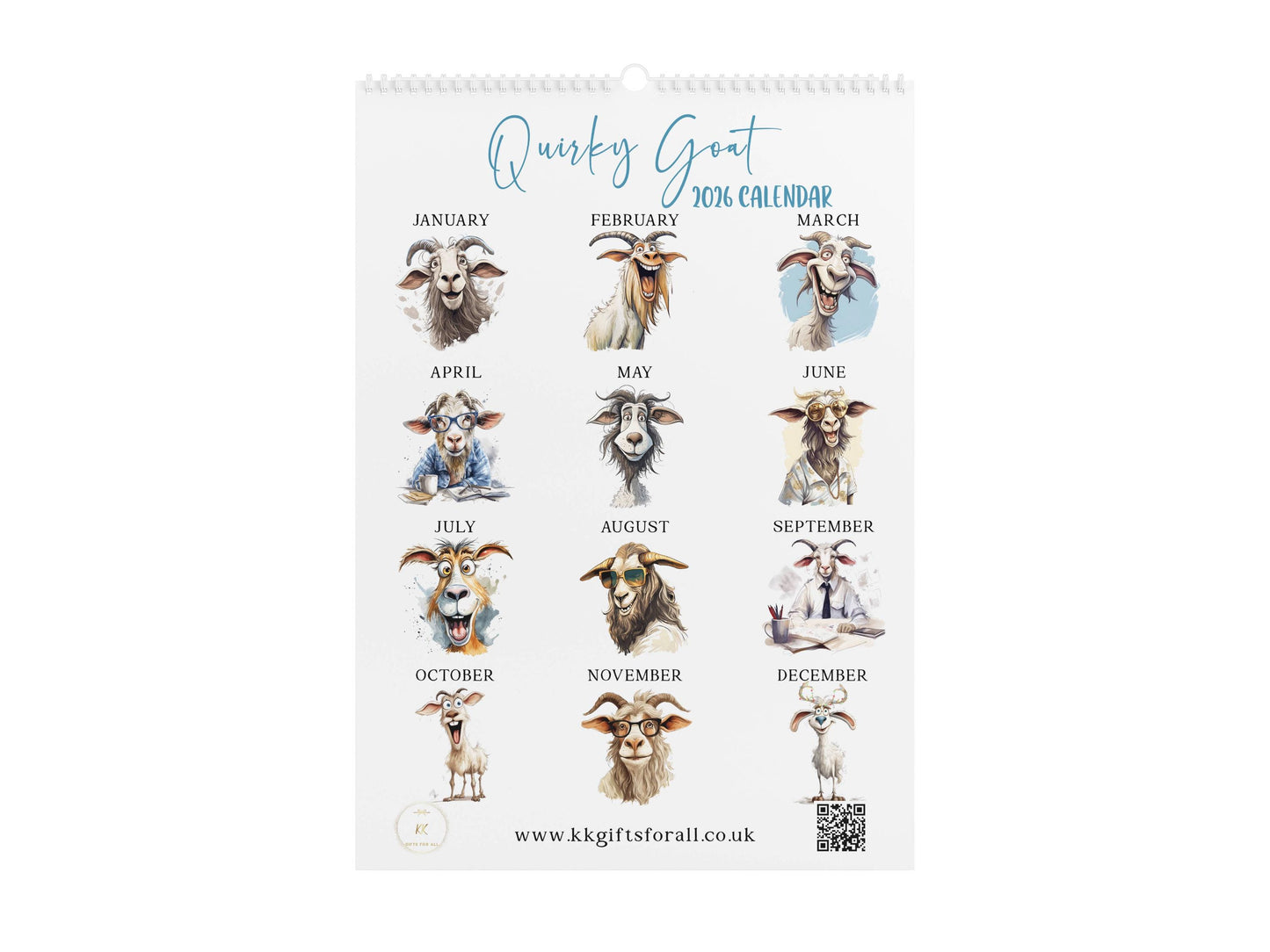 2026 Quirky Goat Calendar, Portrait 2026 Planner, Christmas Gift For Goat Lovers