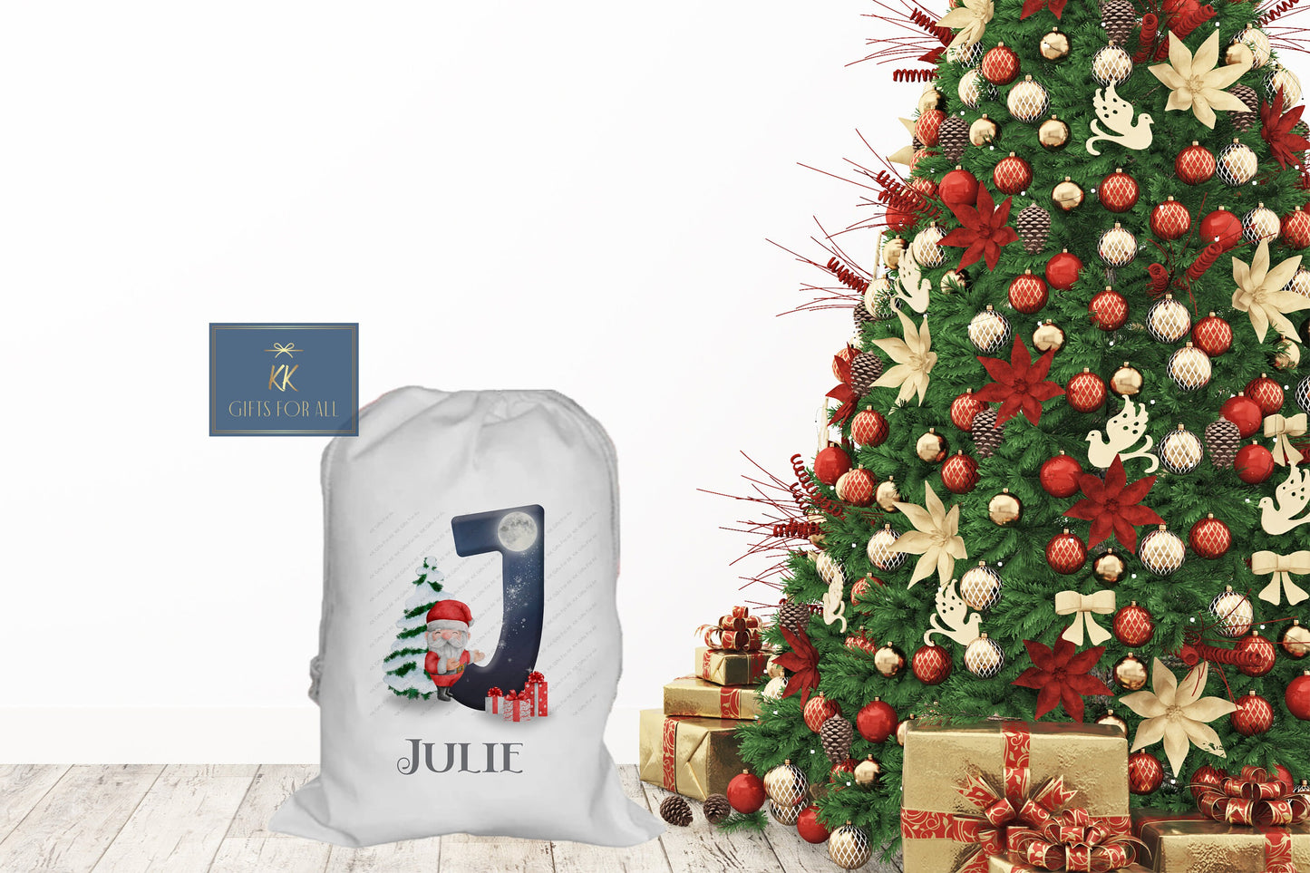 Personalised Christmas Santa Sack, Personalised Father Christmas Bag, Large Sack, Christmas Gifts For Kids, Name & Initial