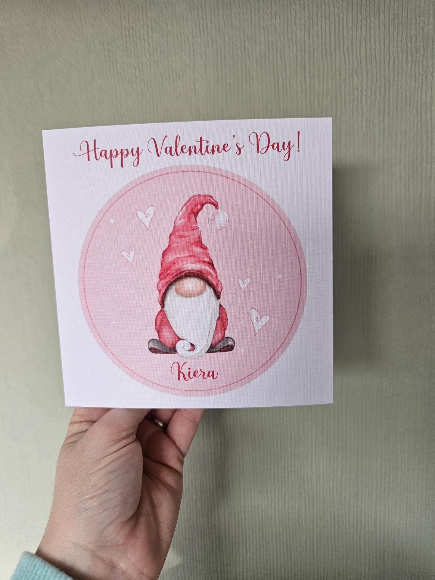 Pink Gonk Valentine's Day Card, Valentine's Card For Gonk Lover, Gnome Card For Wife Or Girlfriend, Pink Gonk Personalised Valentines Card