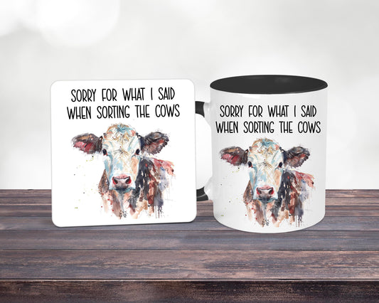 Funny Cow Sorting Mug, Sorry For What I Said When Sorting Cow, Gift For Farmer