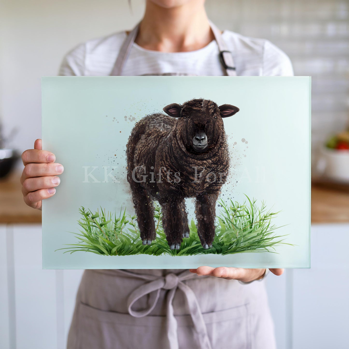 Coloured Ryeland Sheep Chopping Board, Glass Work Top Saver, Cutting Board, New Home Gifts, Farmhouse Kitchen Decor