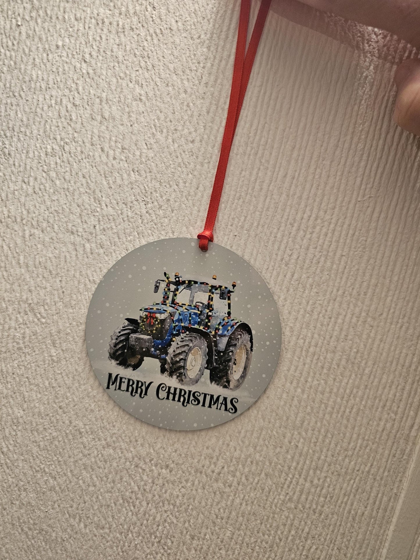 Personalised Christmas Tractor Decoration, Tractor Christmas Hanging Ornament