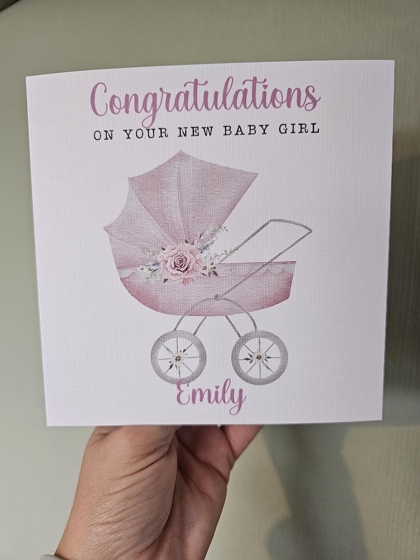 Personalised Baby Girl Card, New Baby Girl Card, Congratulations Baby Girl