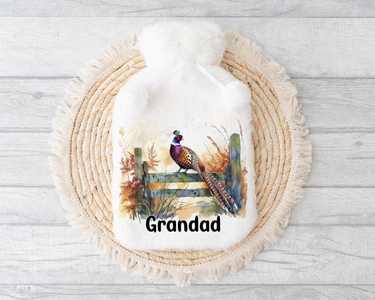 Pheasant Hot Water Bottle, Gift For Pheasant Lover, Personalised Hot Water Bottle, Gifts For Him, Game Bird Gift, Country Living