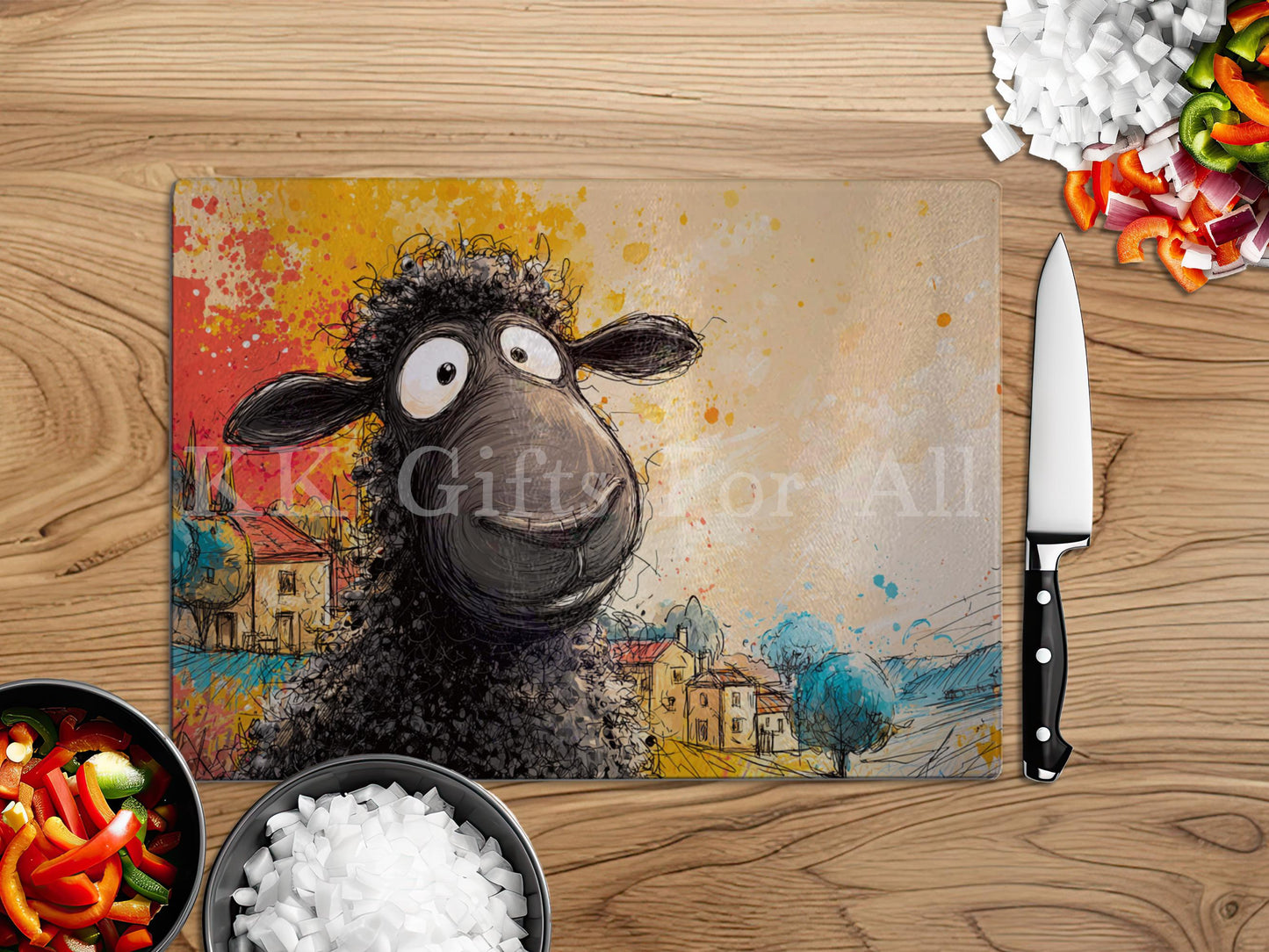 Black Sheep Chopping Board, Glass Work Top Saver, Cutting Board, New Home Gifts, Farmhouse Kitchen Decor