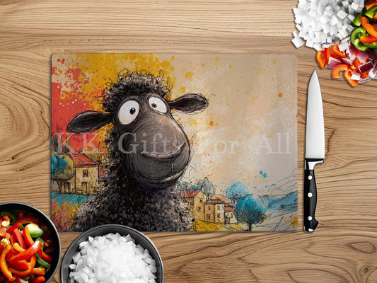 Black Sheep Chopping Board, Glass Work Top Saver, Cutting Board, New Home Gifts, Farmhouse Kitchen Decor