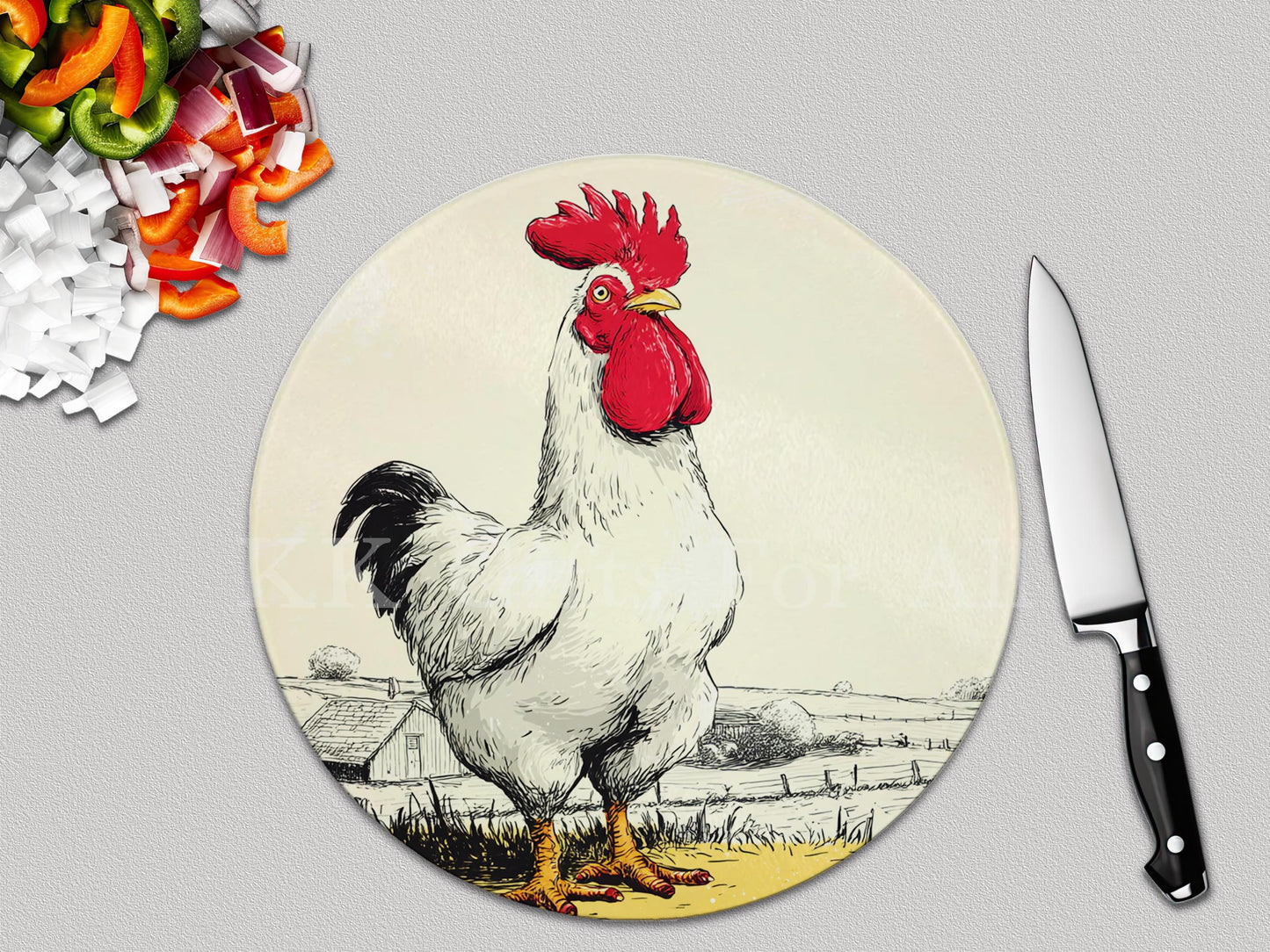 Chicken Chopping Board, Glass Work Top Saver, Cutting Board, New Home Gifts, Farmhouse Kitchen Decor