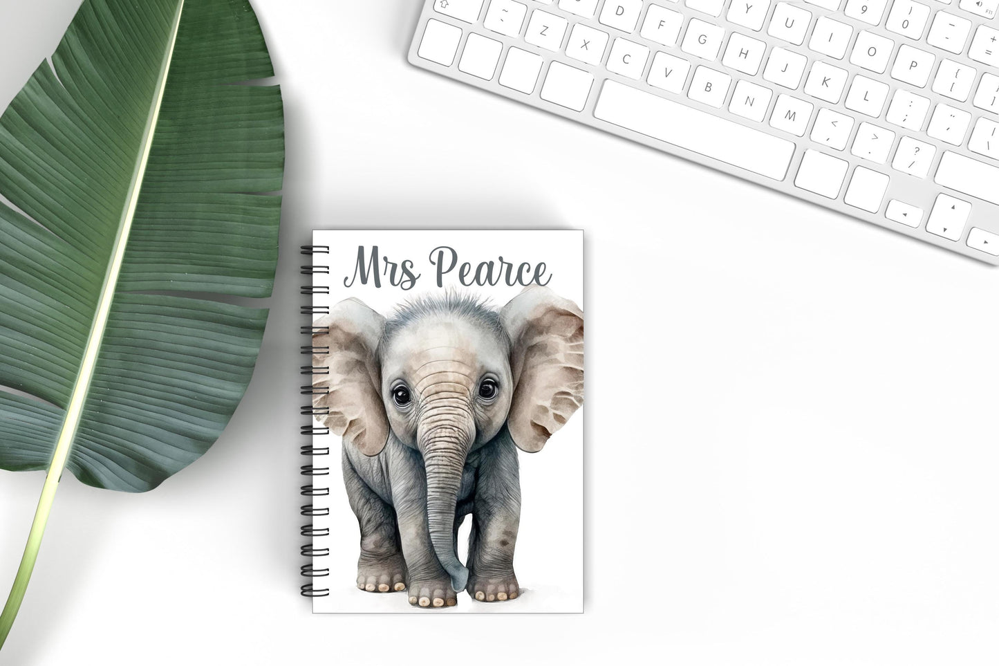 Personalised Elephant A5 Lined Notebook, Elephant Lover Notepad Gift