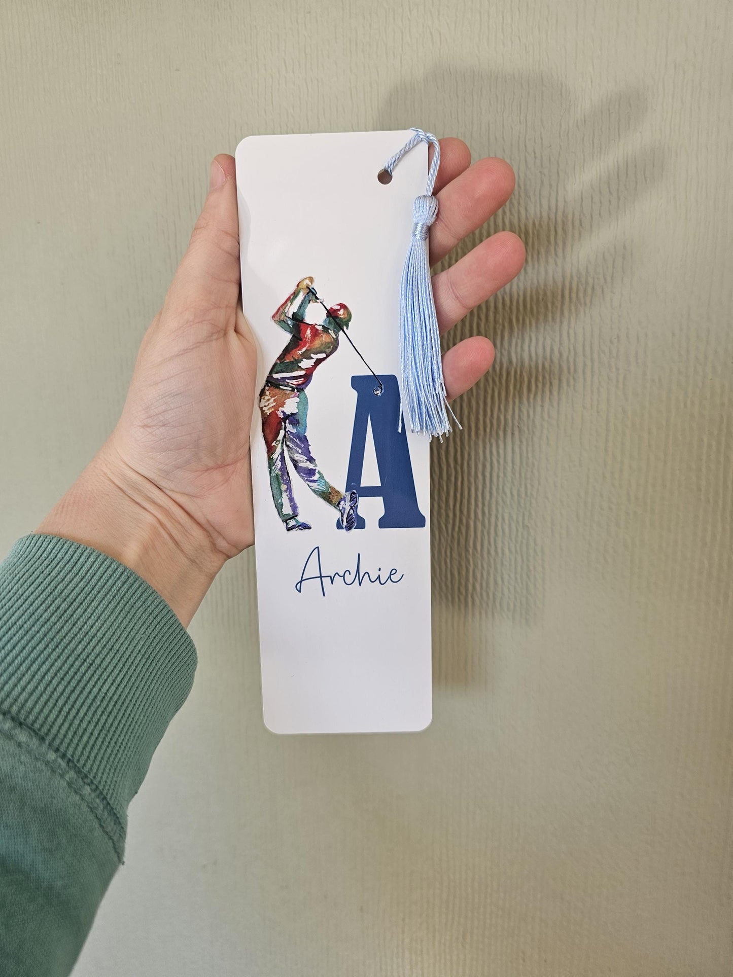 Personalised Golfer Bookmark, Personalised Bookmark, Male Letterbox Gifts, Gift For Dad, Golf Lover Gift, Golf Book Marker, Watercolour Golf