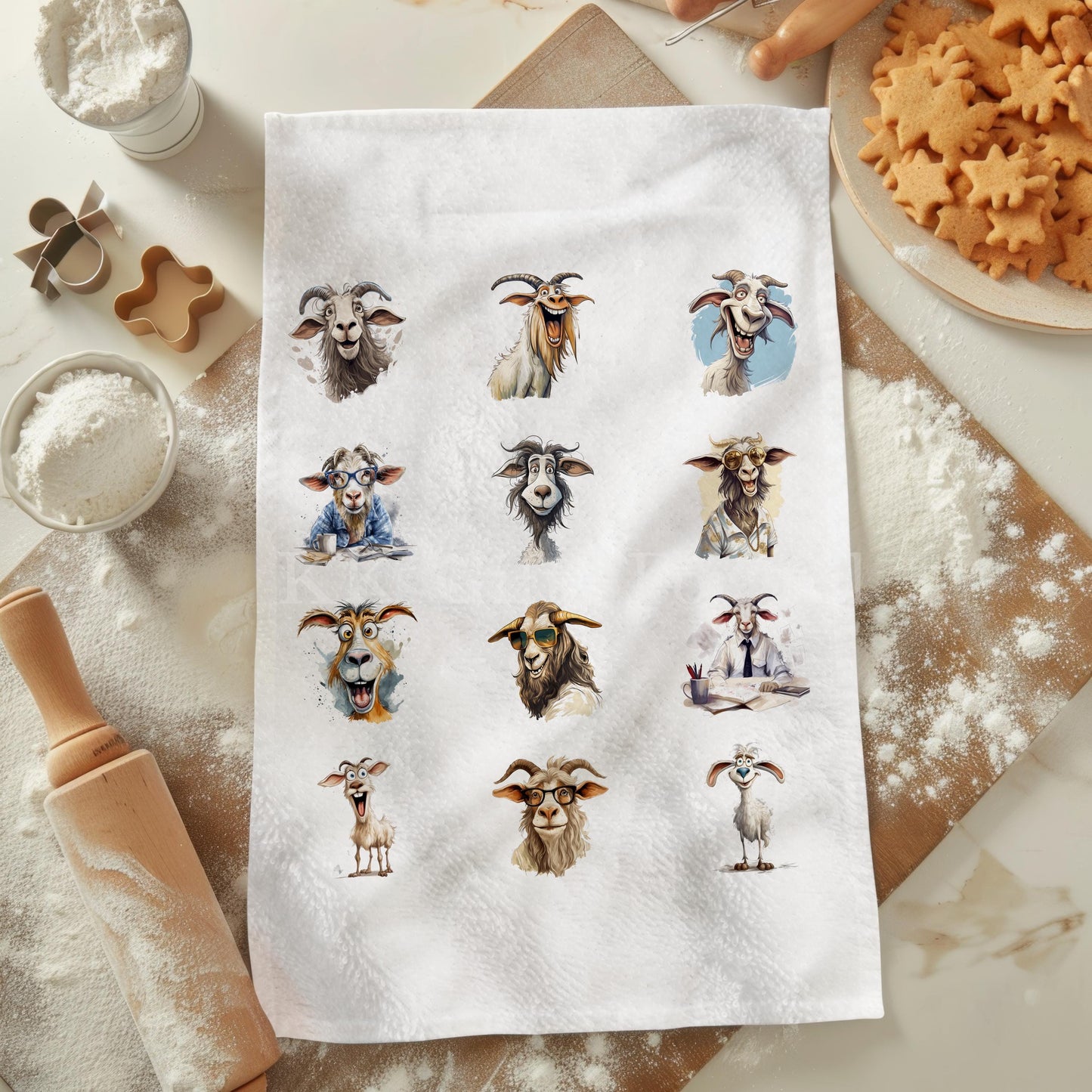 Funny Goat Tea Towel, Personalised Kitchen Towel,  Quirky Goat Home Decor Gifts