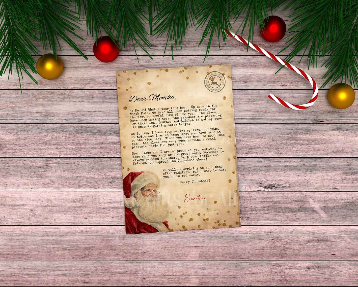 Personalised Santa Letter & Nice List Certificate: Traditional Style Christmas Santa Letter