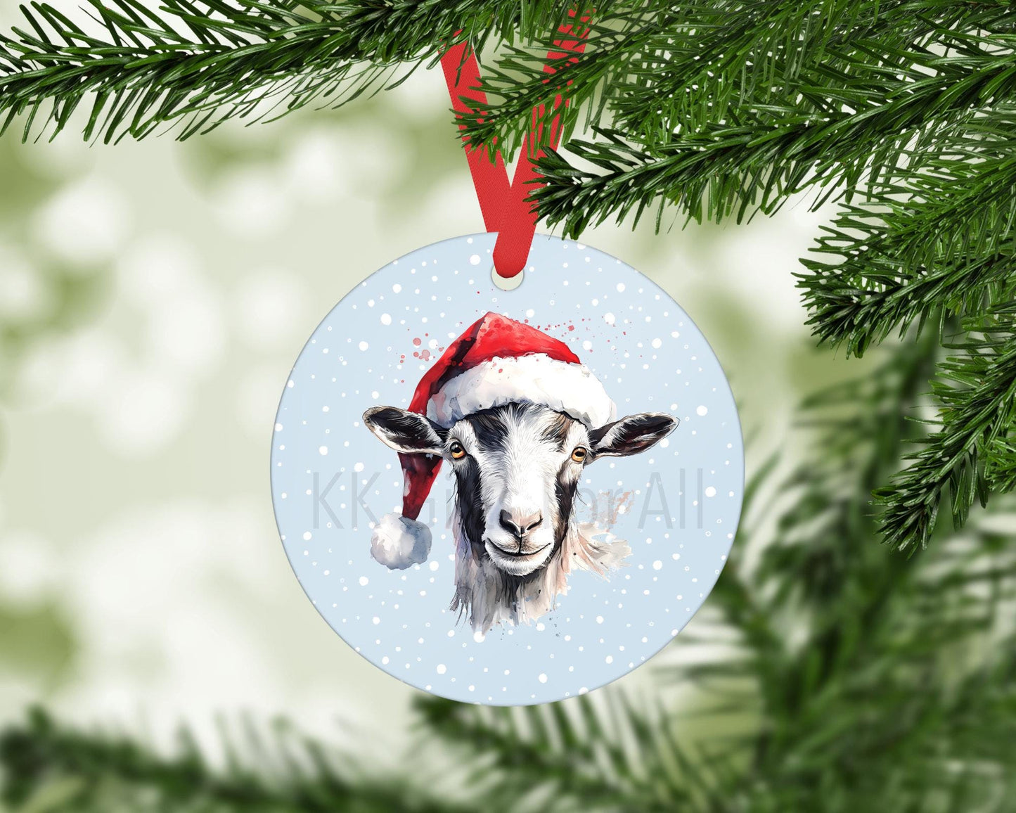 Personalised Goat Christmas Tree Decoration, Goat Christmas Hanging Ornament