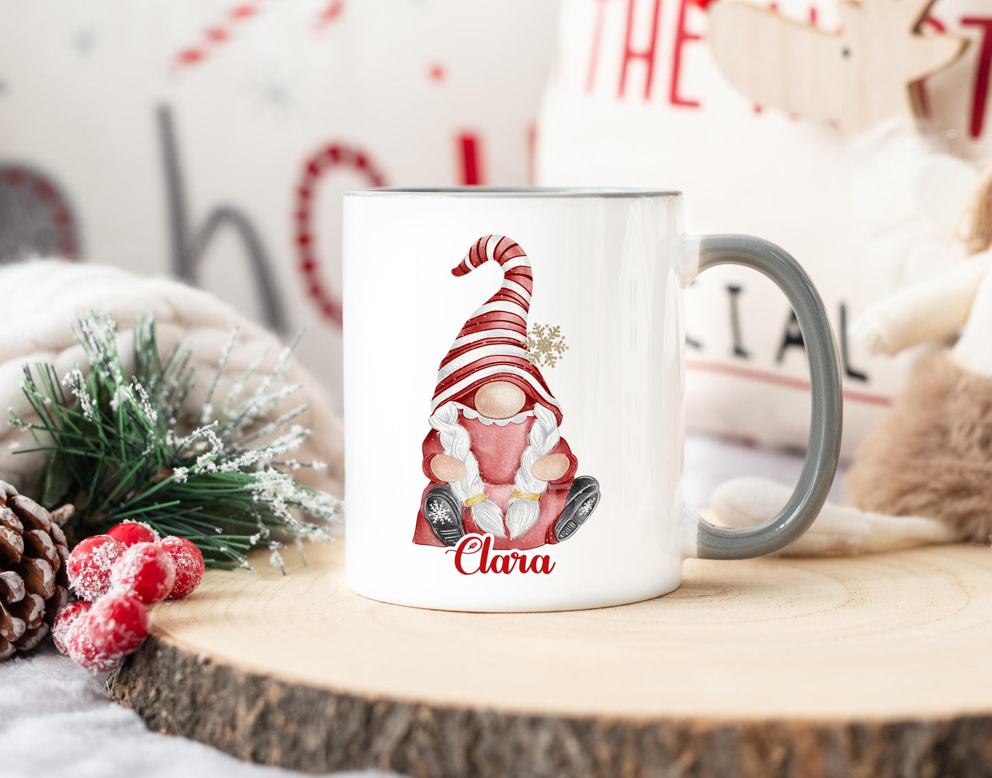 Christmas Cocoa Mug, Personalised Gonk Cup, Christmas Gnome Mug