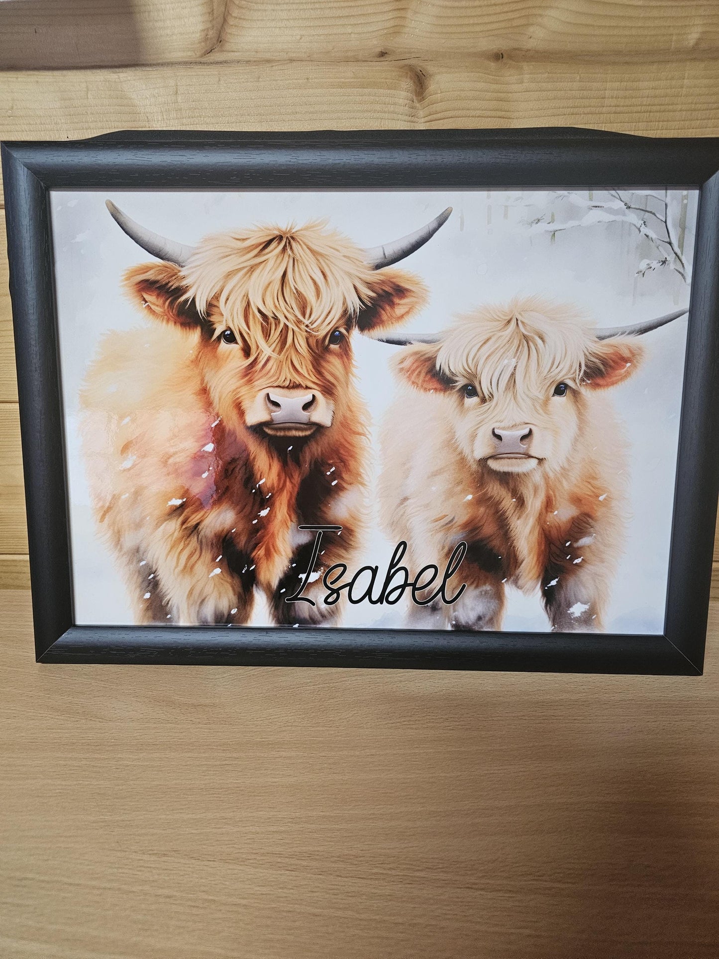 Highland Cows Lap Tray, Personalised Highland Cow Gifts, Winter Highland Cow Gifts