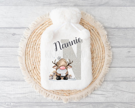 Hot Water Bottle, Personalised Gonk Gifts, Gonk Gnome Hot Water Bottle, Christmas Hot Water Bottle