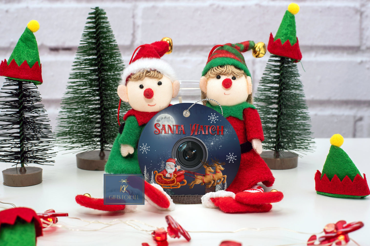 Santa Cam Hanging Decoration, Round Aluminium Christmas Tree Dec, Christmas Ornament, Santa Watch