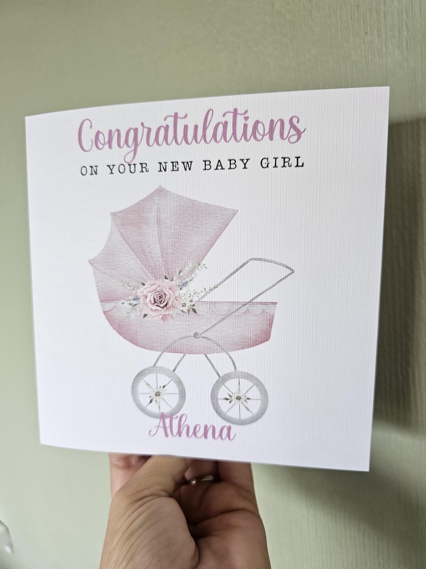 Personalised Baby Girl Card, New Baby Girl Card, Congratulations Baby Girl