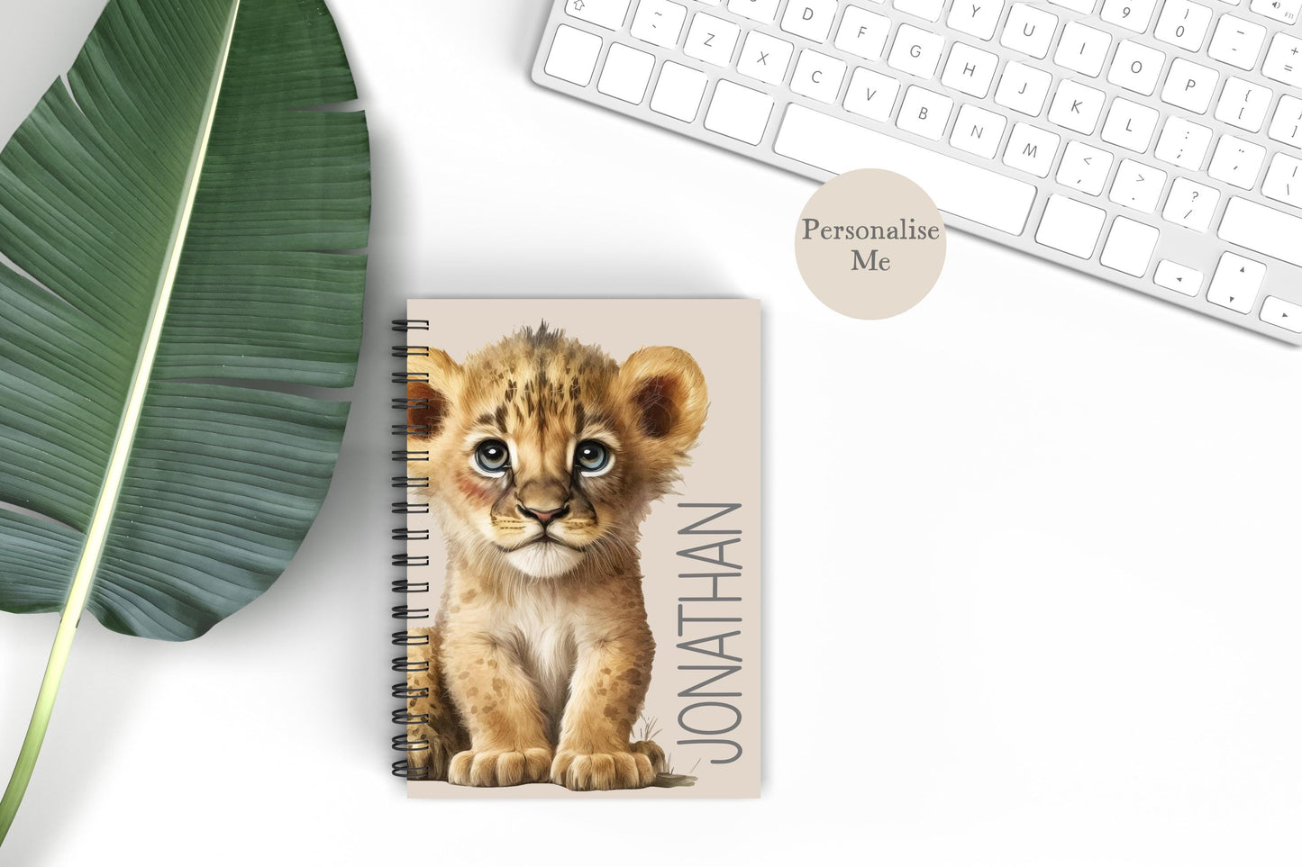 Personalised Lion A5 Lined Notebook, Lion Lover Notepad Gift