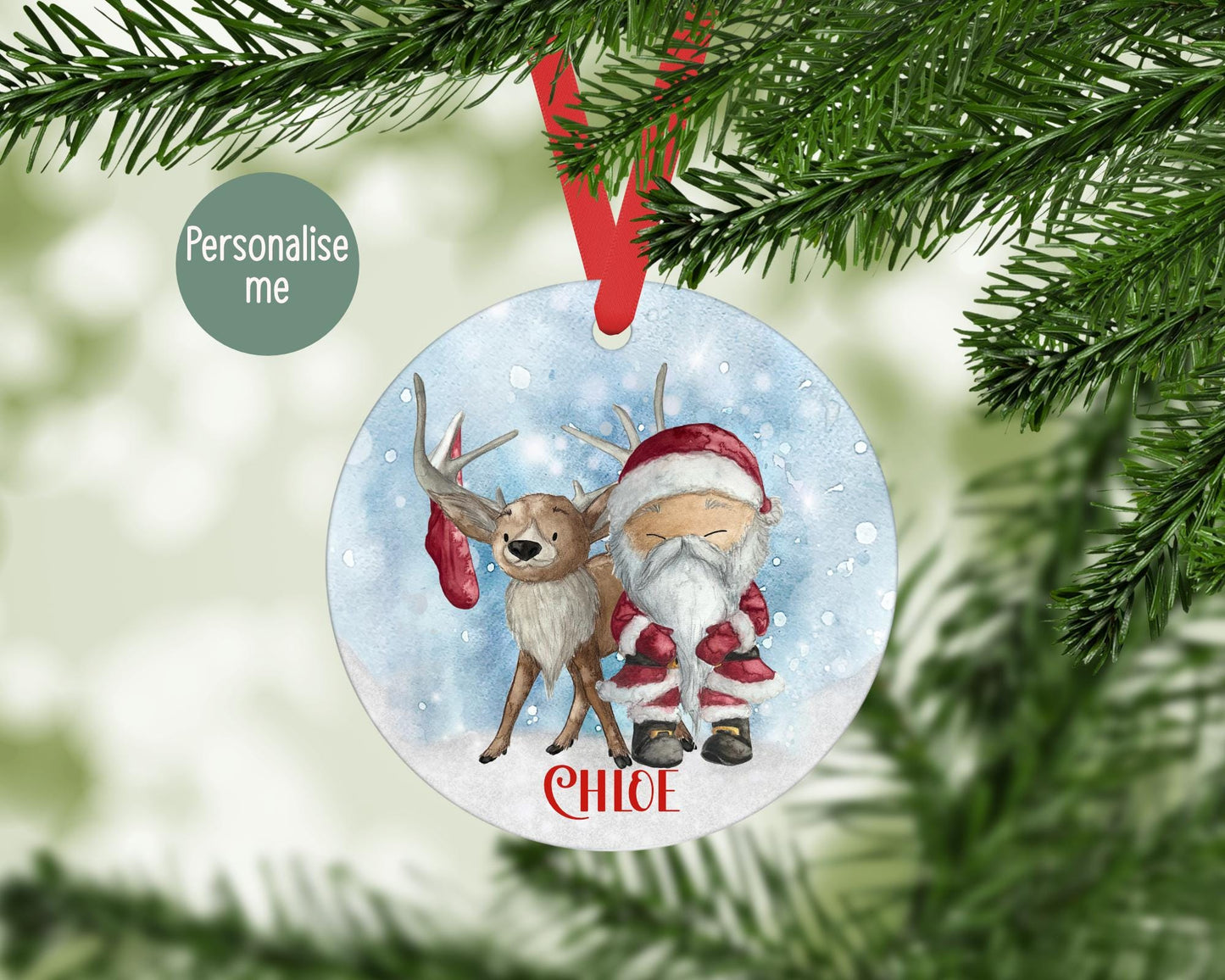 Personalised Christmas Tree Decoration, Children's Santa Christmas Hanging Ornament, Father Christmas Decor