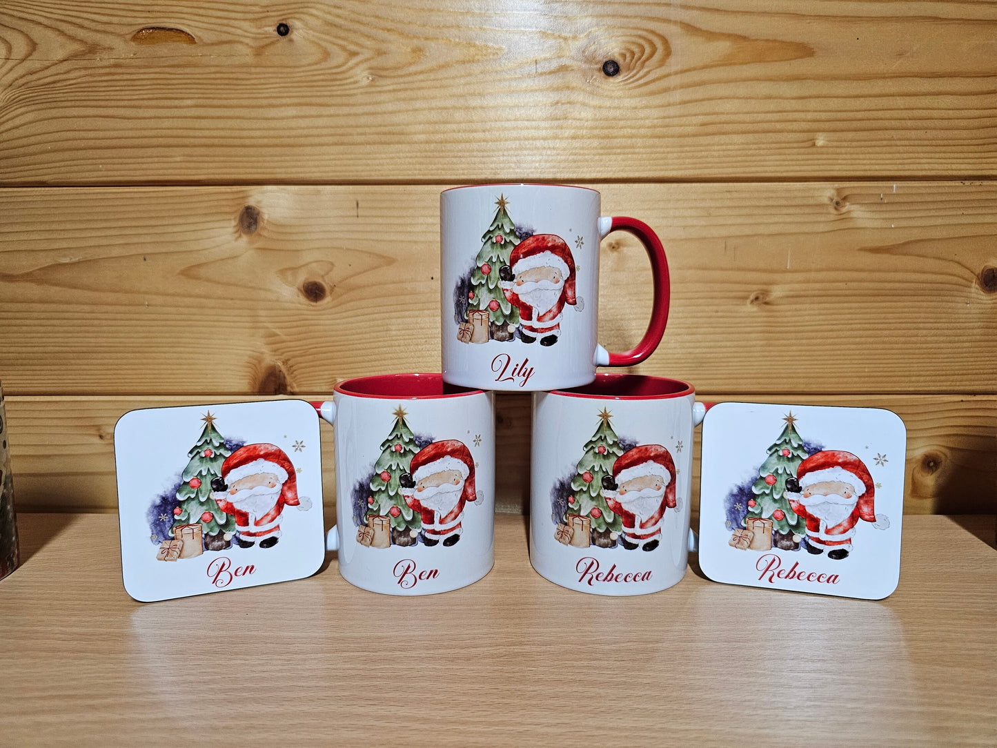 Personalised Christmas Hot Chocolate Mug & Coaster, Santa Hot Chocolate, Christmas Cocoa Mug, Family Movie Mugs