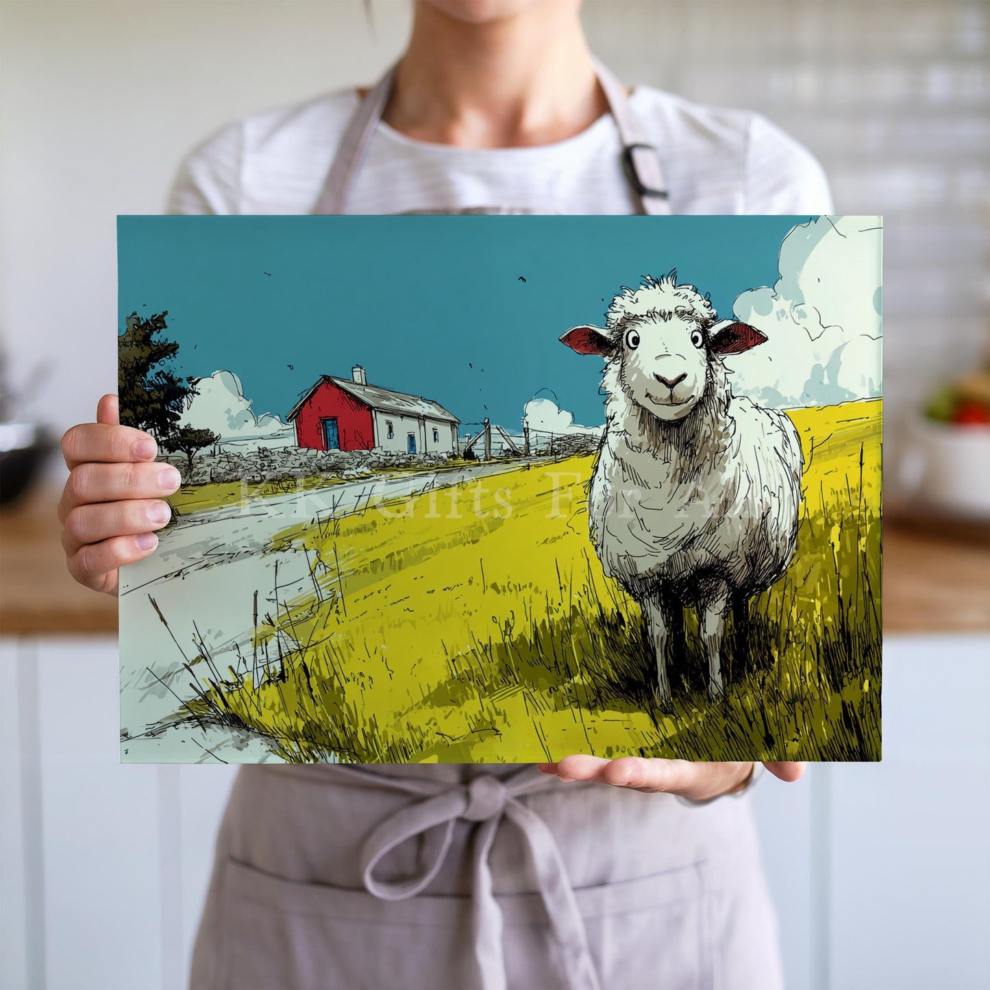 Sheep Chopping Board, Glass Work Top Saver, Cutting Board, New Home Gifts, Farmhouse Kitchen Decor
